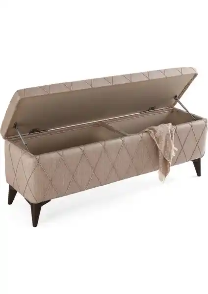 Vavonni Sandıklı 140 cm Nervür Dikişli Amortisör Kapaklı Modern Depolama Ünitesi