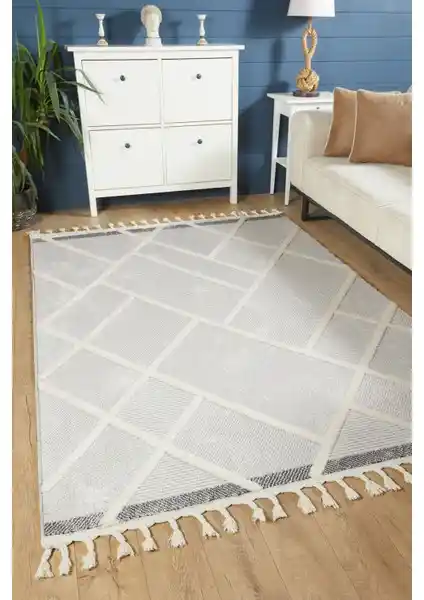 Venucci Quincey Peluş Post Halı Modern Konfor ve Estetik Sunan Krem Renk Tasarım