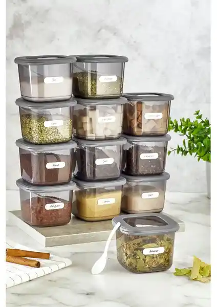 Vienev 12'li Kaşıklı ve Etiketli Foly Erzak Saklama Kabı Seti Güvenli ve Pratik Kullanım