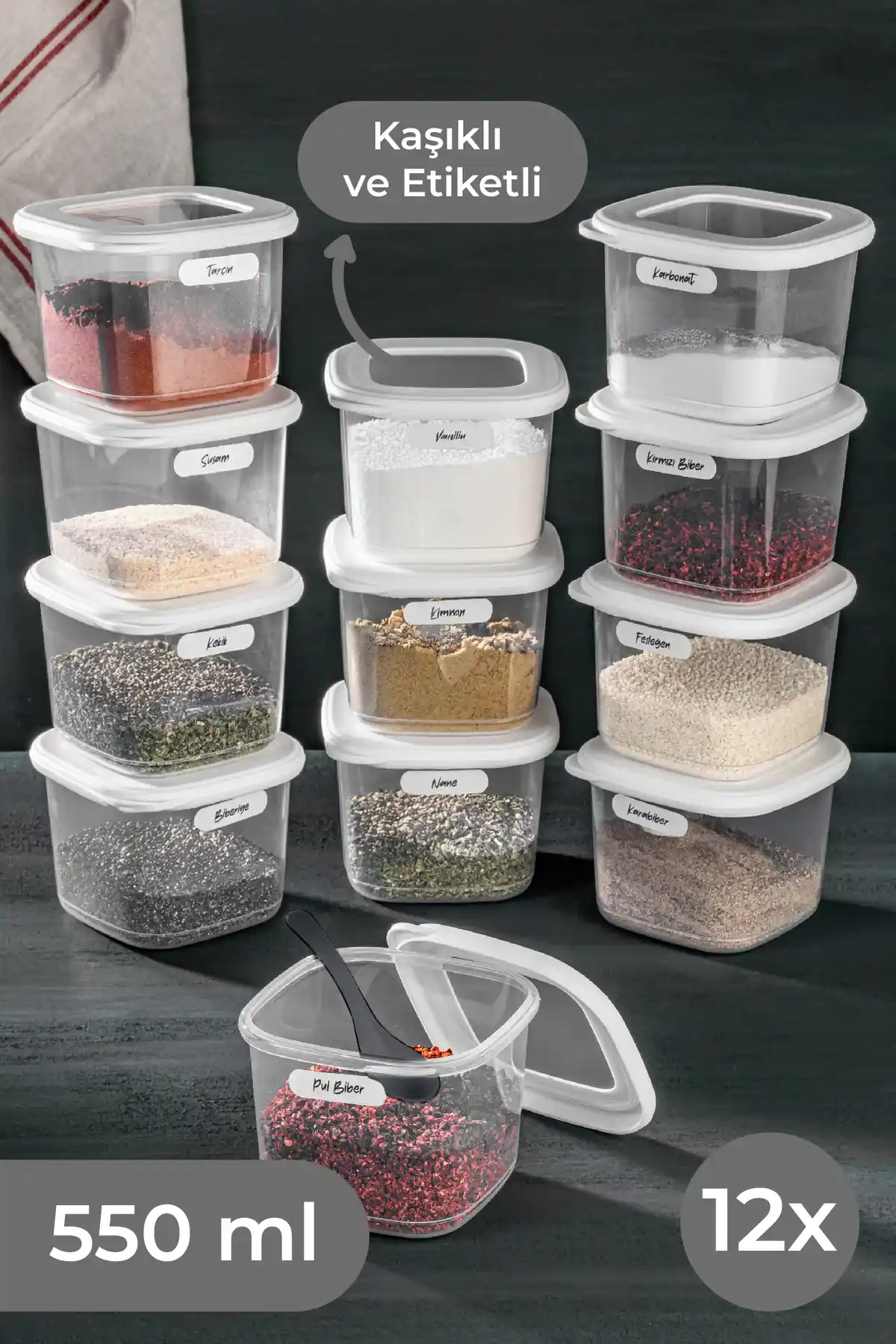 Vienev 12'li Küçük Boy Saklama Kabı Seti Modern ve Pratik Mutfak Çözümü