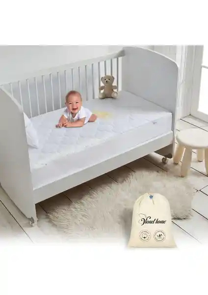 Vionel Home %100 Pamuk Kapitone Bebek Yatak Koruyucu Sıvı Geçirmez ve Nefes Alabilir Özelliklerle