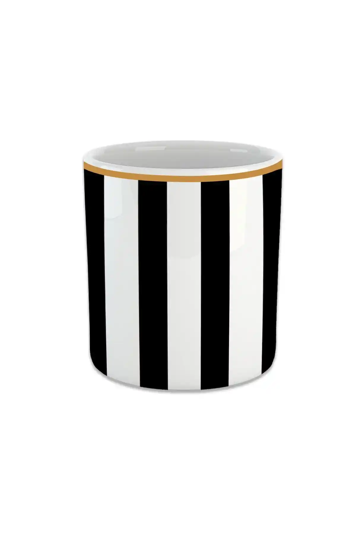 Vivas Dikey Siyah Çizgili Espresso Fincanı: Şık ve Dayanıklı Seramik Tasarım