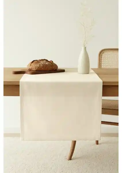 Wellstil Doku Organik Ham Keten Runner 40x150 cm Doğal ve Şık Dekoratif Ürün