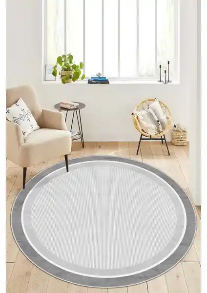 West Home Makinede Yıkanabilir Kaydırmaz Tabanlı Yuvarlak Gri Halı Özellikleri ve Kullanım Avantajları