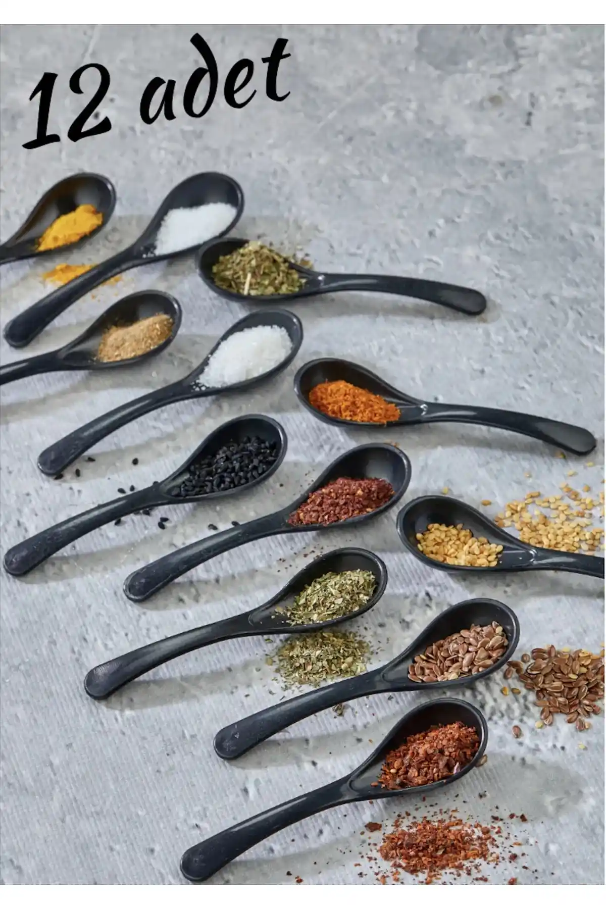 YALÇINKAYA HOME 12 Parça Siyah Servis Kaşığı Seti Modern ve Dayanıklı Tasarım