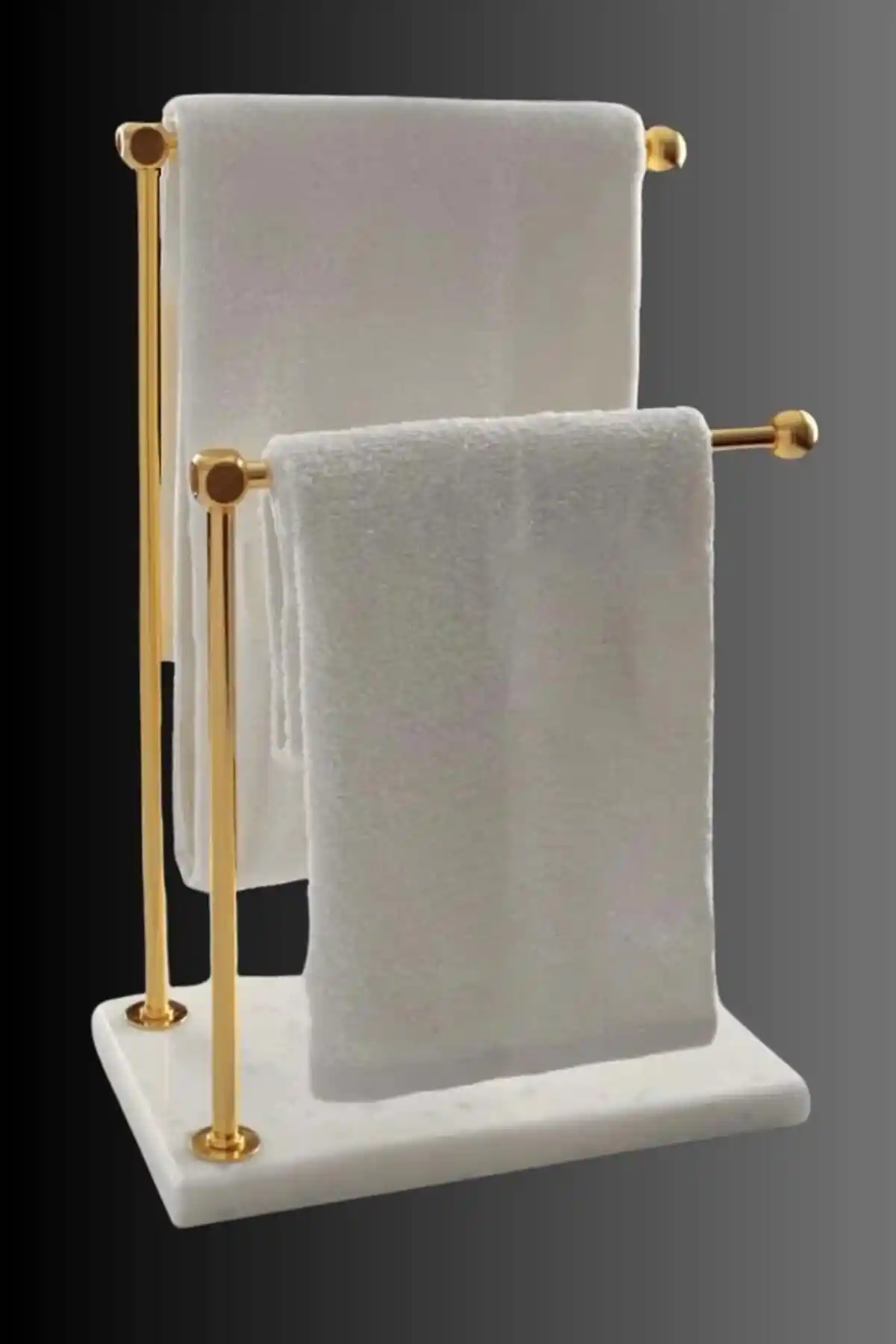 Yaren Style Mermer Ayaklı Metal Banyo El Havluluk ve Kağıt Havluluk Standı