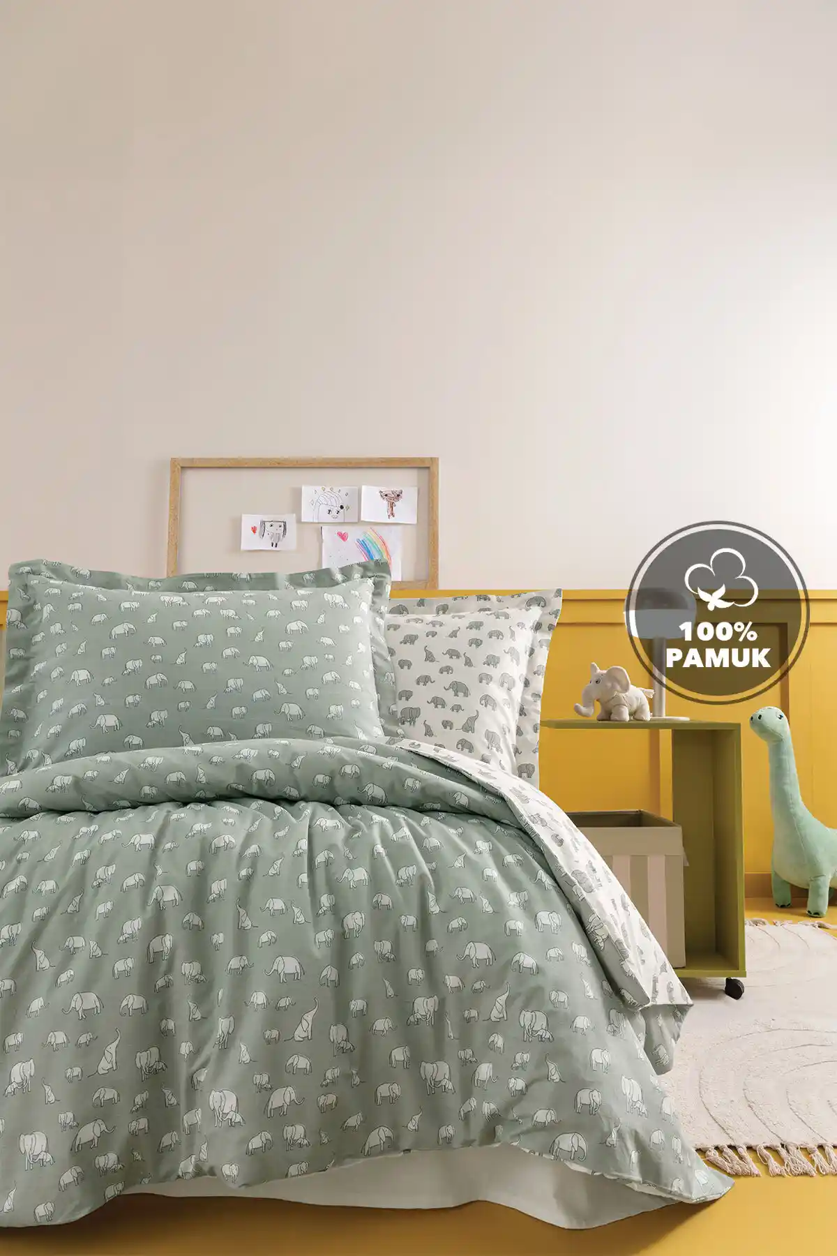 Yataş Mini Povey Çocuk ve Gençler İçin %100 Pamuklu Nevresim Takımı Adaçayı Renkli