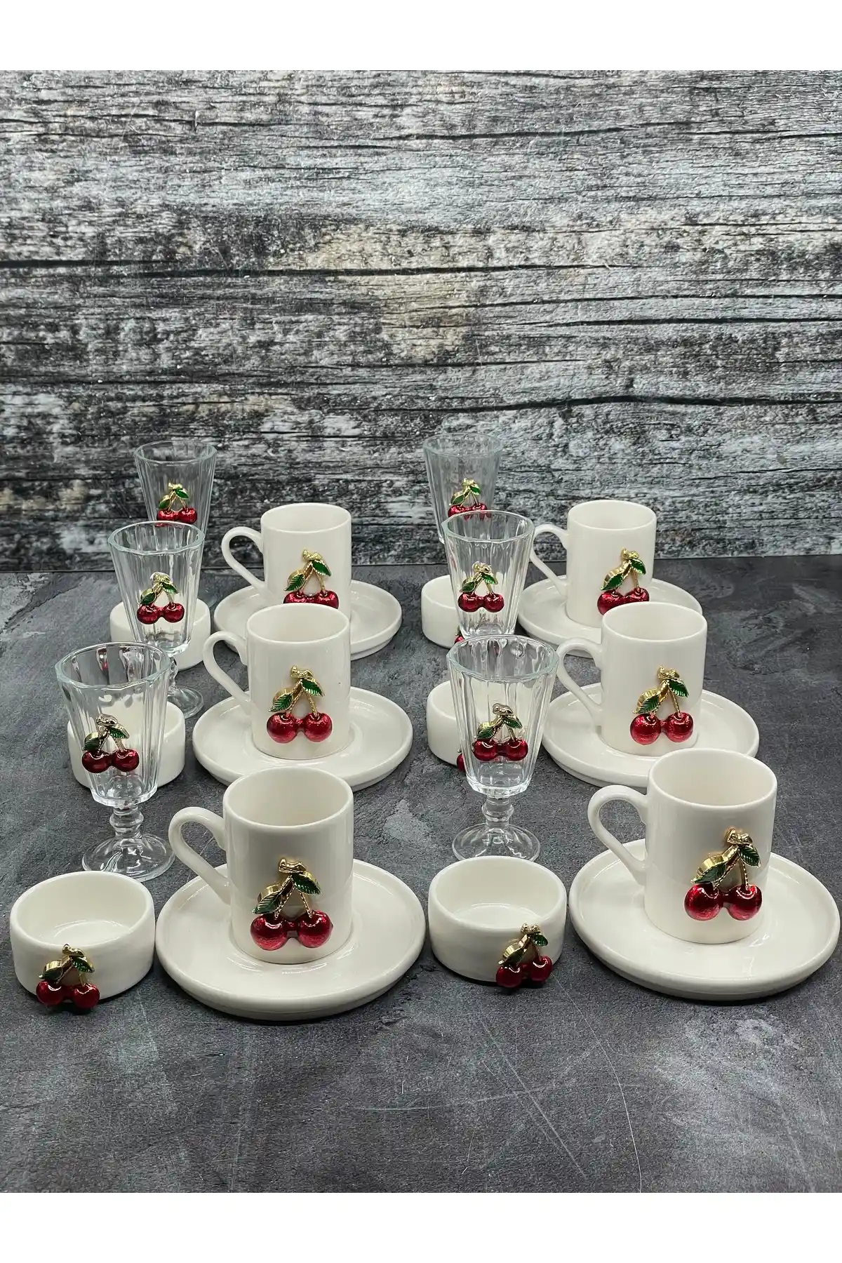 YzHome 24 Parça Cam Kiraz Fincan Takımı Seti Modern ve Şık Tasarımıyla Ev ve Misafirler İçin Uygun