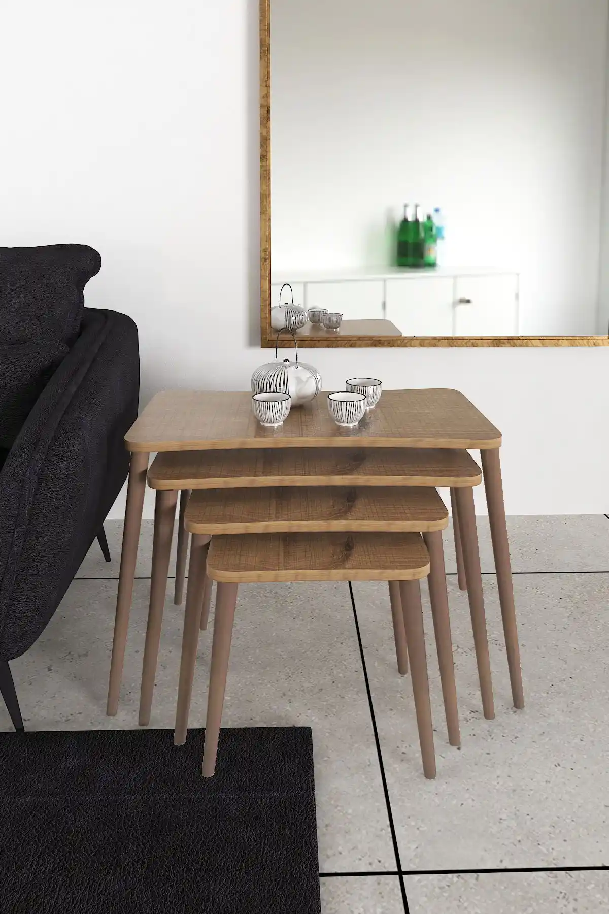 Zuesse Dizayn Selena 4'lü Zigon Sehpa Seti Modern ve Şık Dekorasyon Unsuru