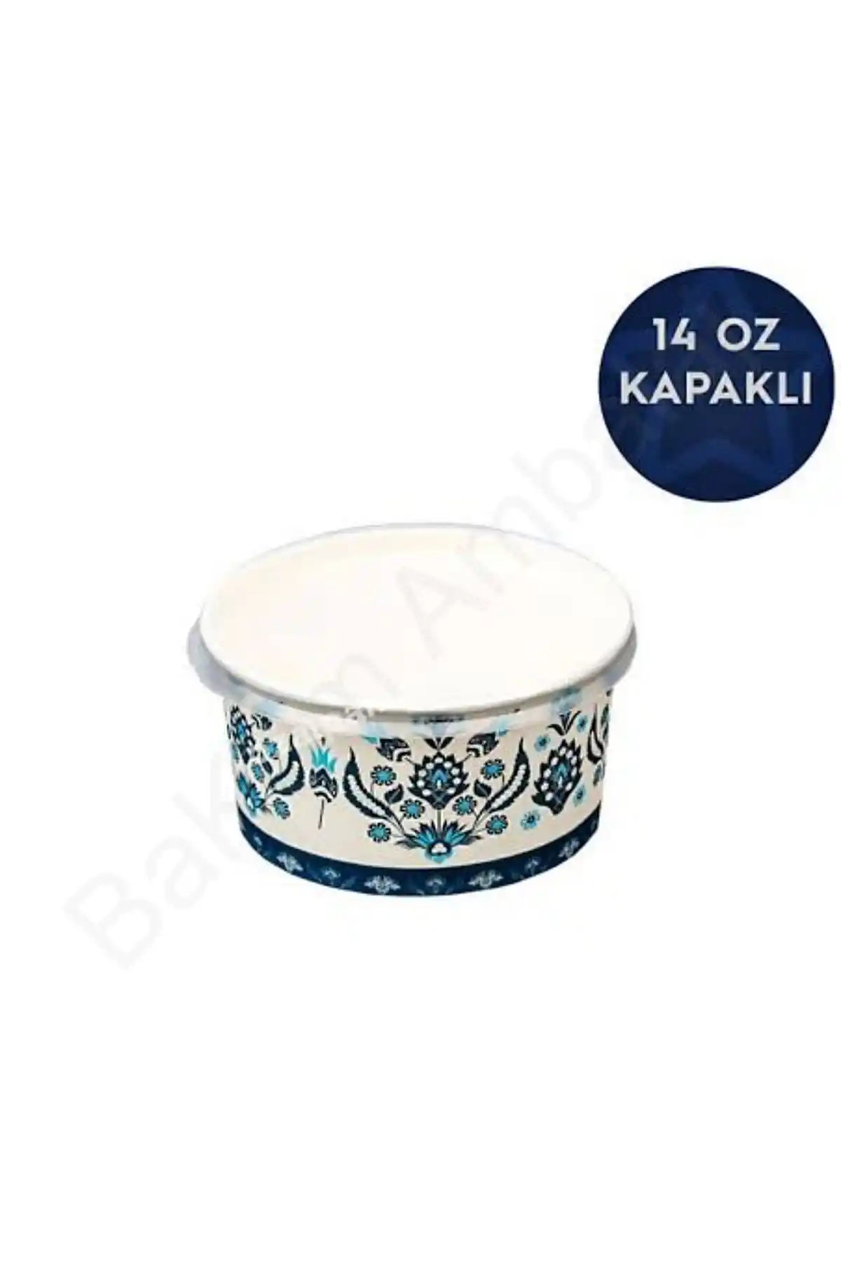 14 Oz Mavi Karton Aşure ve Çorba Kasesi Sızdırmaz Kapaklı Pratik Kullanım