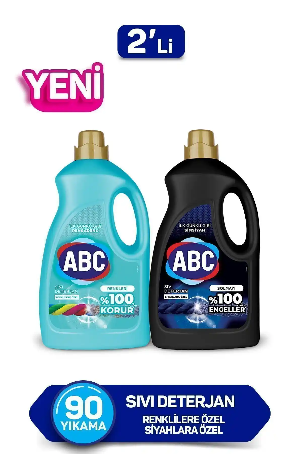 ABC Sıvı Deterjan Renkliler ve Siyahlar 2'li Set: Renkli ve Siyah Çamaşırlar İçin Temizlik Çözümü