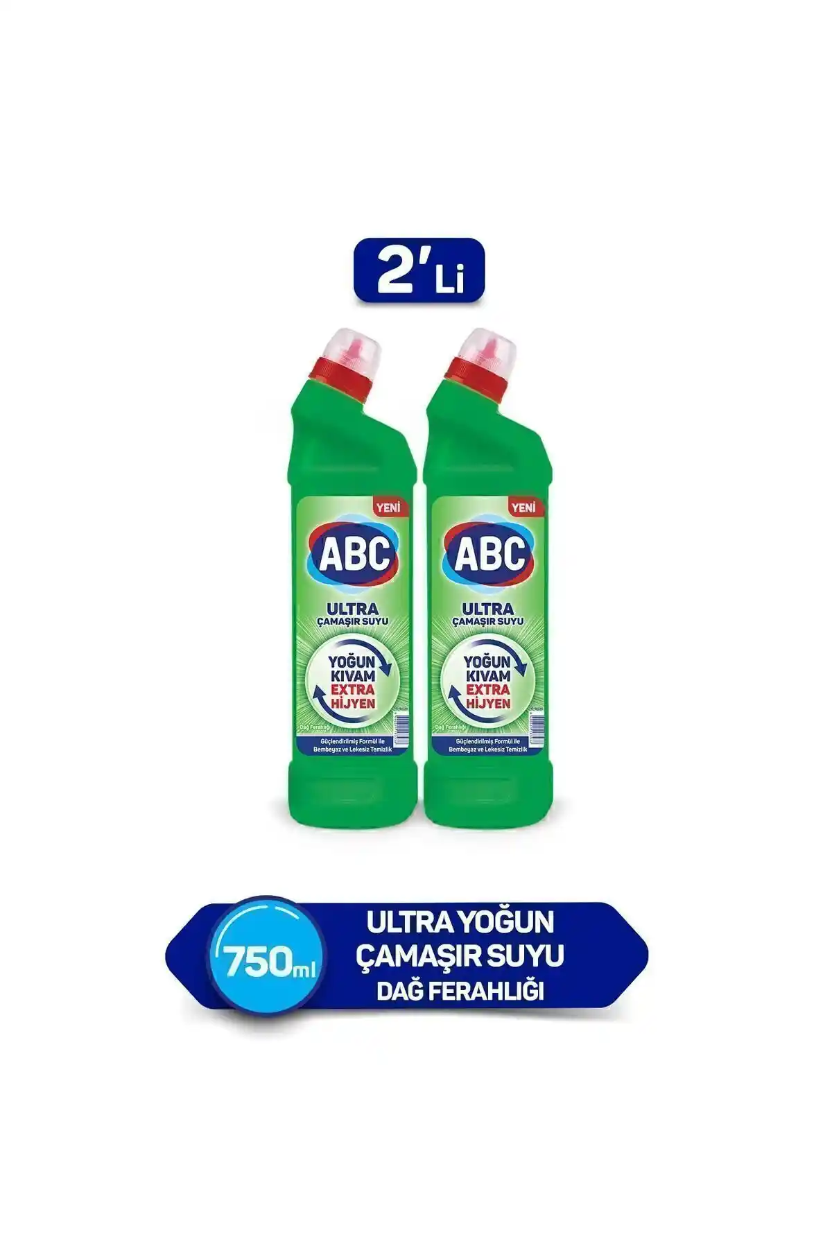 ABC Ultra Çamaşır Suyu Dağ Ferağlığı 750 ml 2'li Güçlü ve Güvenilir Temizlik Çözümü