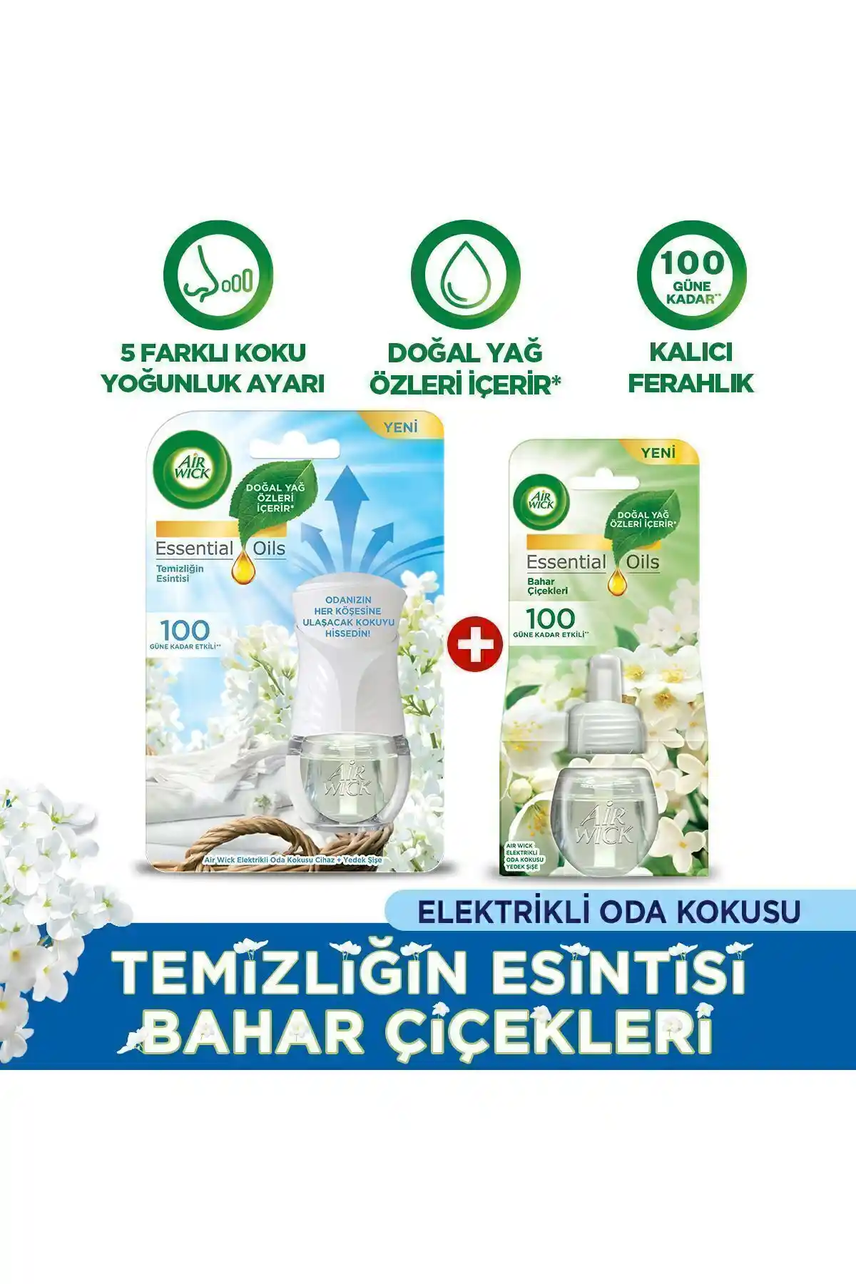 Air Wick Elektrikli Oda Kokusu Temizliğin Esintisi ve Bahar Çiçekleri Yedek Şişe ile Ferah Bir Atmosfer Yaratın