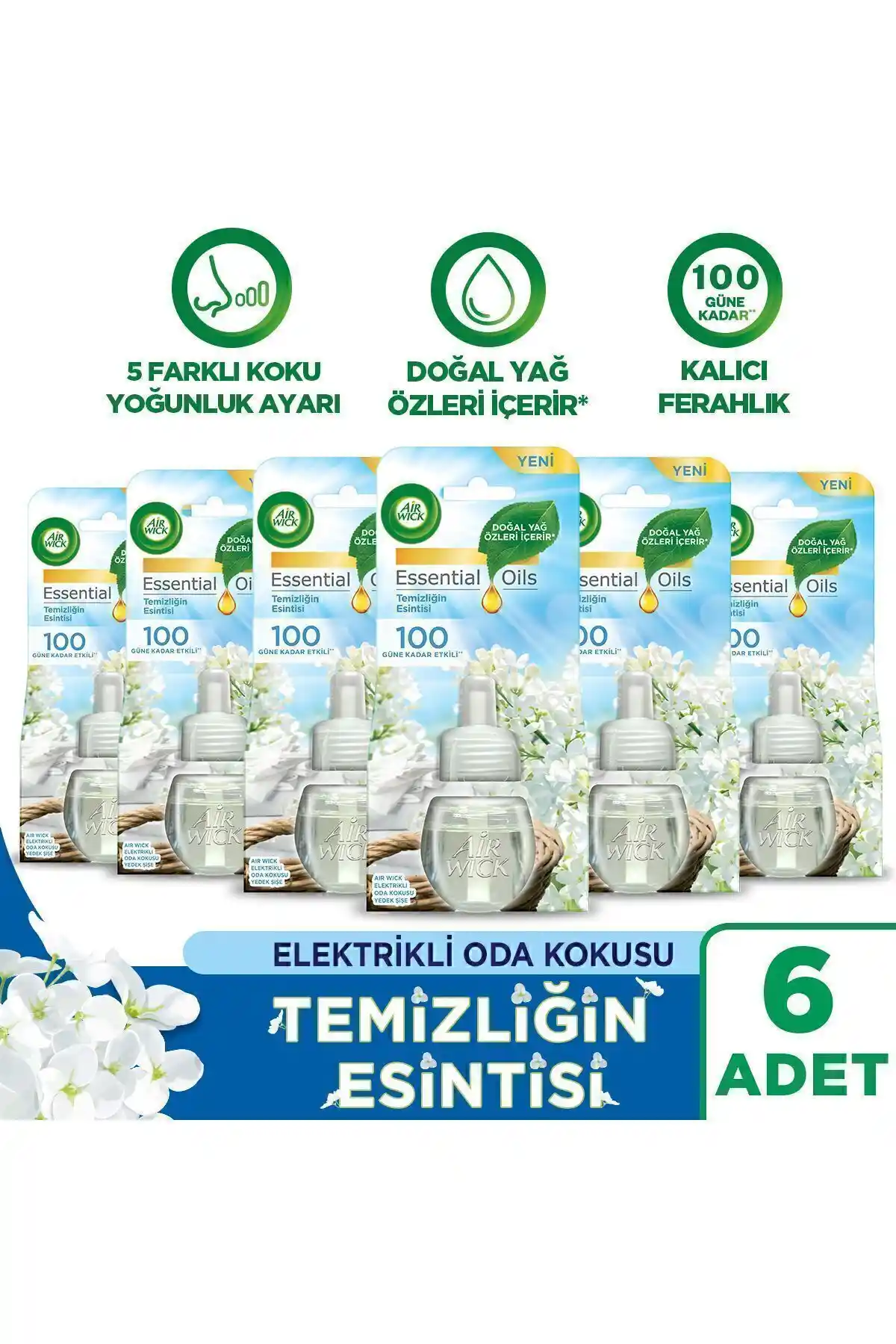Air Wick Elektrikli Oda Kokusu Yedek Şişe Temizliğin Esintisi – Doğal ve Kalıcı Ferahlatıcı Koku