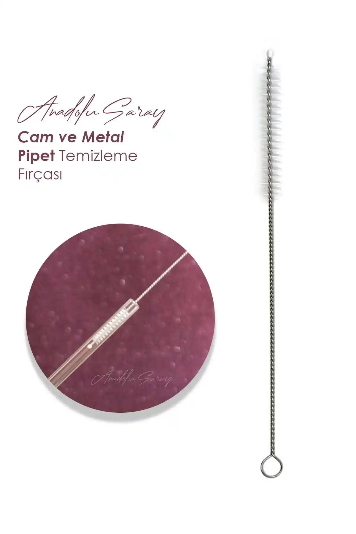 Anadolu Saray Pratik Cam ve Metal Pipet Temizleme Fırçası 23 cm Uzunlukta Hijyenik Kullanım