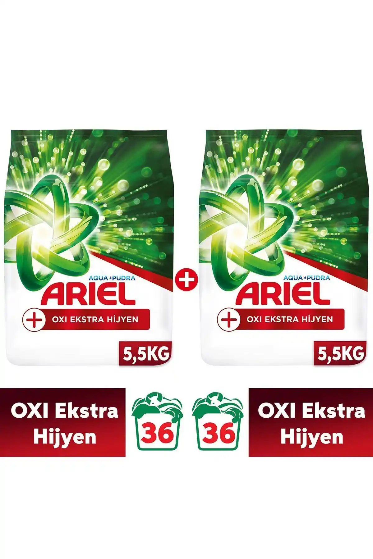 Ariel Toz Oxi Ekstra Hijyen 5,5 Kg X2 Seti Güçlü Temizlik ve Beyazlık Sağlar