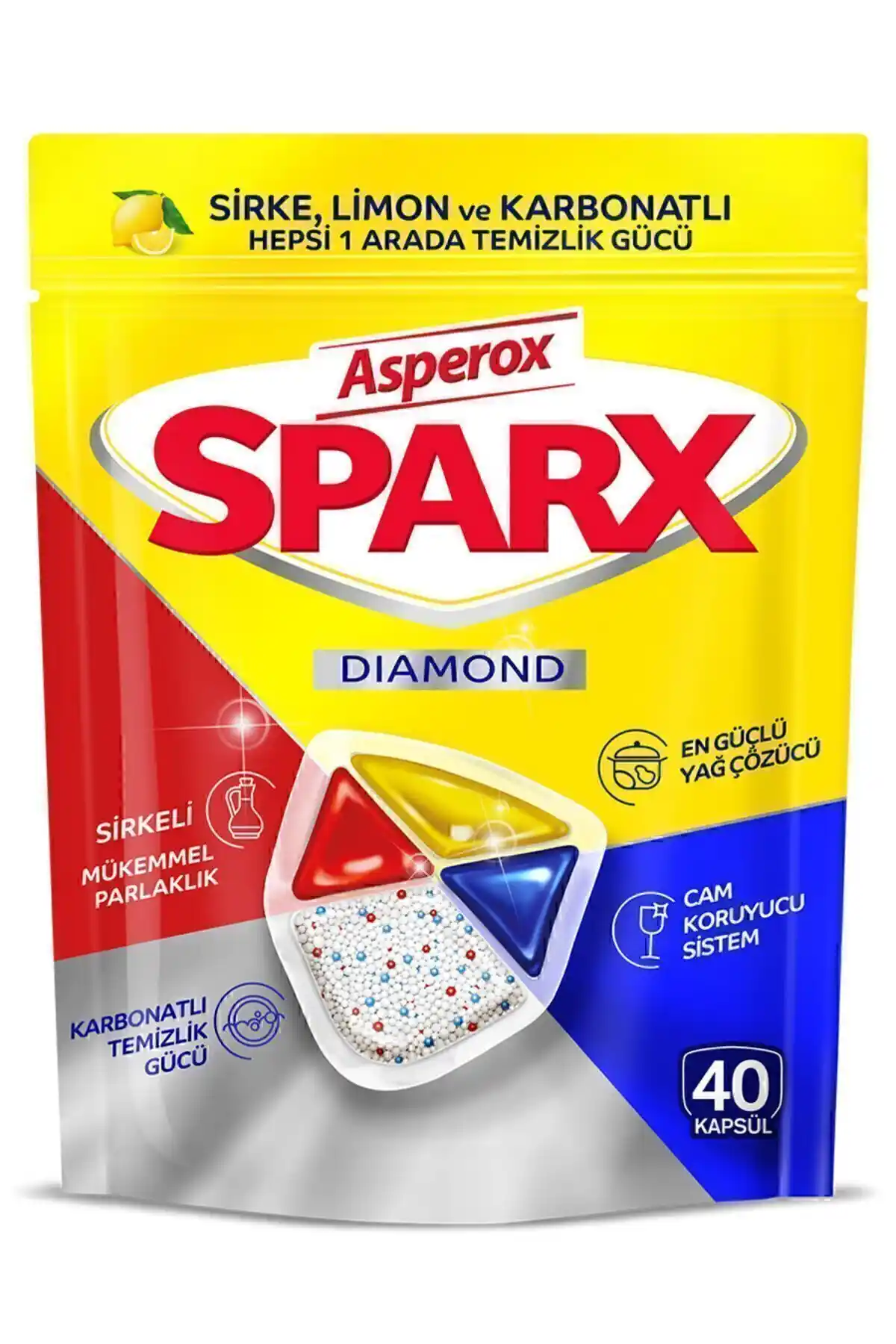 Asperox Sparx Diamond Bulaşık Kapsülü: Güçlü Temizlik ve Parlaklık Sağlayan Endüstriyel Kalite Ürünü
