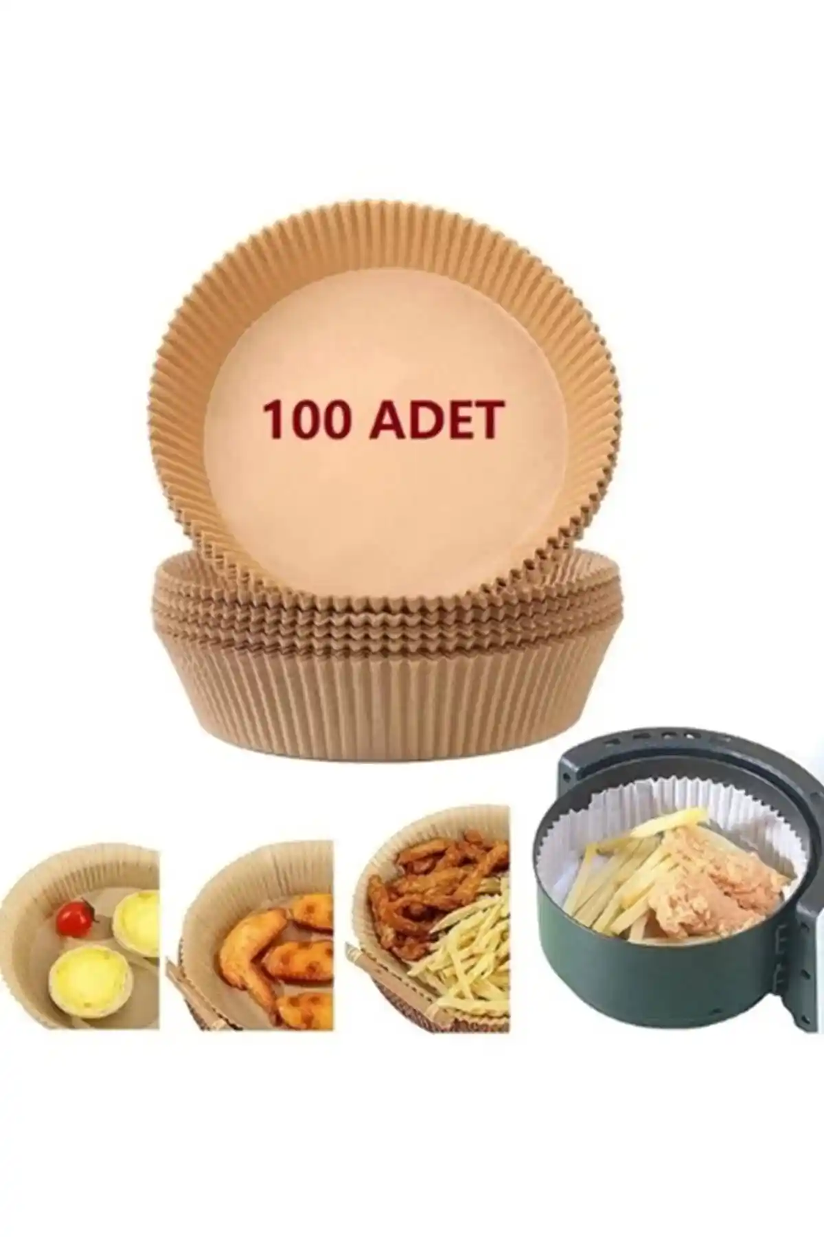 AyGören Home 100 Adet Pişirme Kağıdı Hava Fritözü Kullanımı İçin Uygun ve Yüksek Kalite