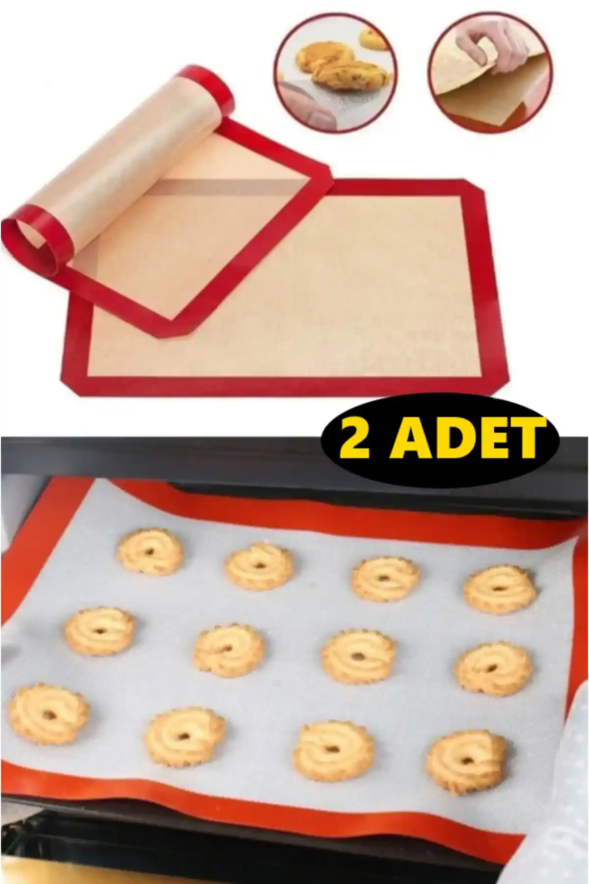 AyGören Home Çiftli Silikon Pişirme ve Hamur Açma Matları 30x40 cm Sağlıklı ve Pratik Kullanım