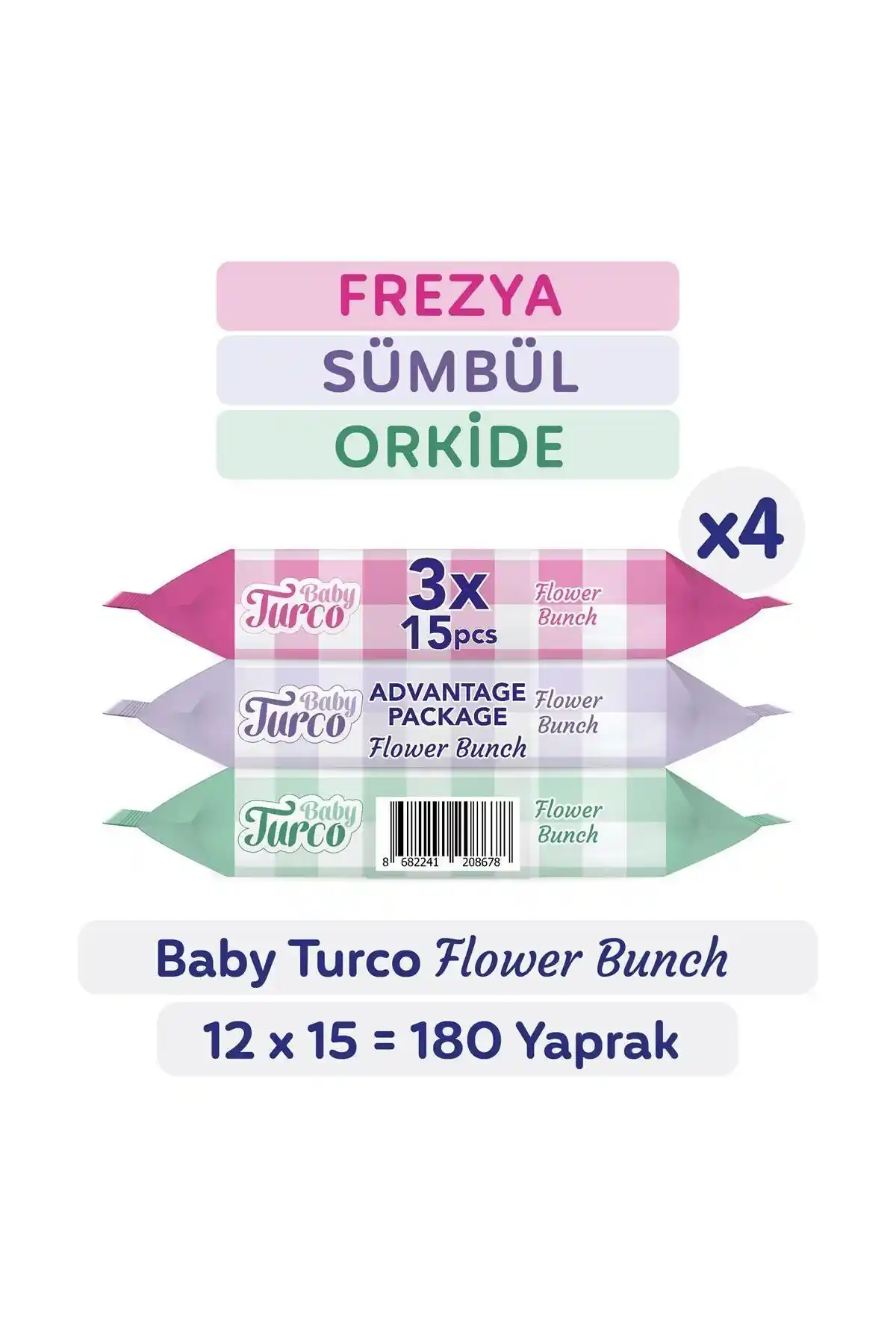 Baby Turco Flower Bunch Cep Mendili: Günlük Hijyen ve Temizlik İçin Güvenilir Çözüm