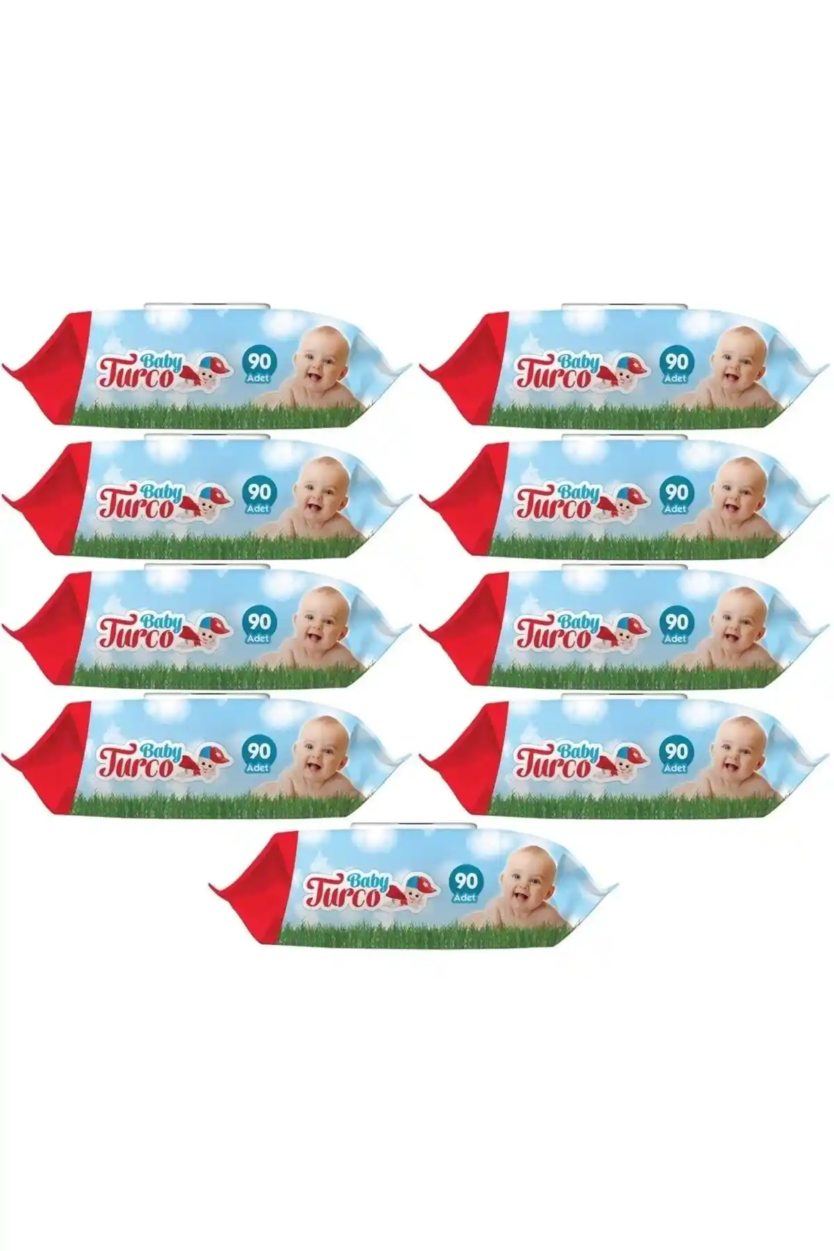 Baby Turco Islak Havlu Mendil 90 Yapraklı 9'lu Set Günlük Hijyen ve Temizlik İçin