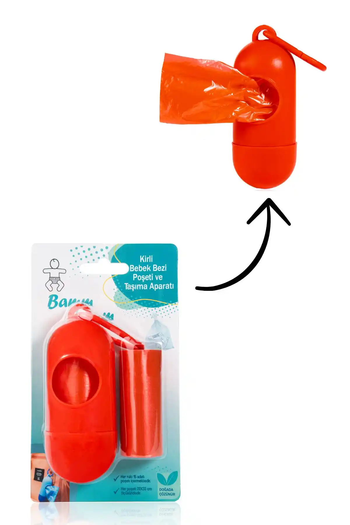 Bamm Bamm Kirli Bebek Bezi Çöp Poşeti Çanta Boy Kırmızı Pratik ve Çok Yönlü Kullanım Sağlayan Tasarım
