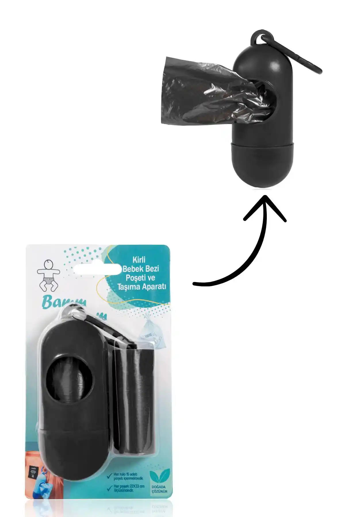 BAMM BAMM Siyah Kirli Bebek Bezi Çöp Poşeti Pratik ve Şık Tasarım