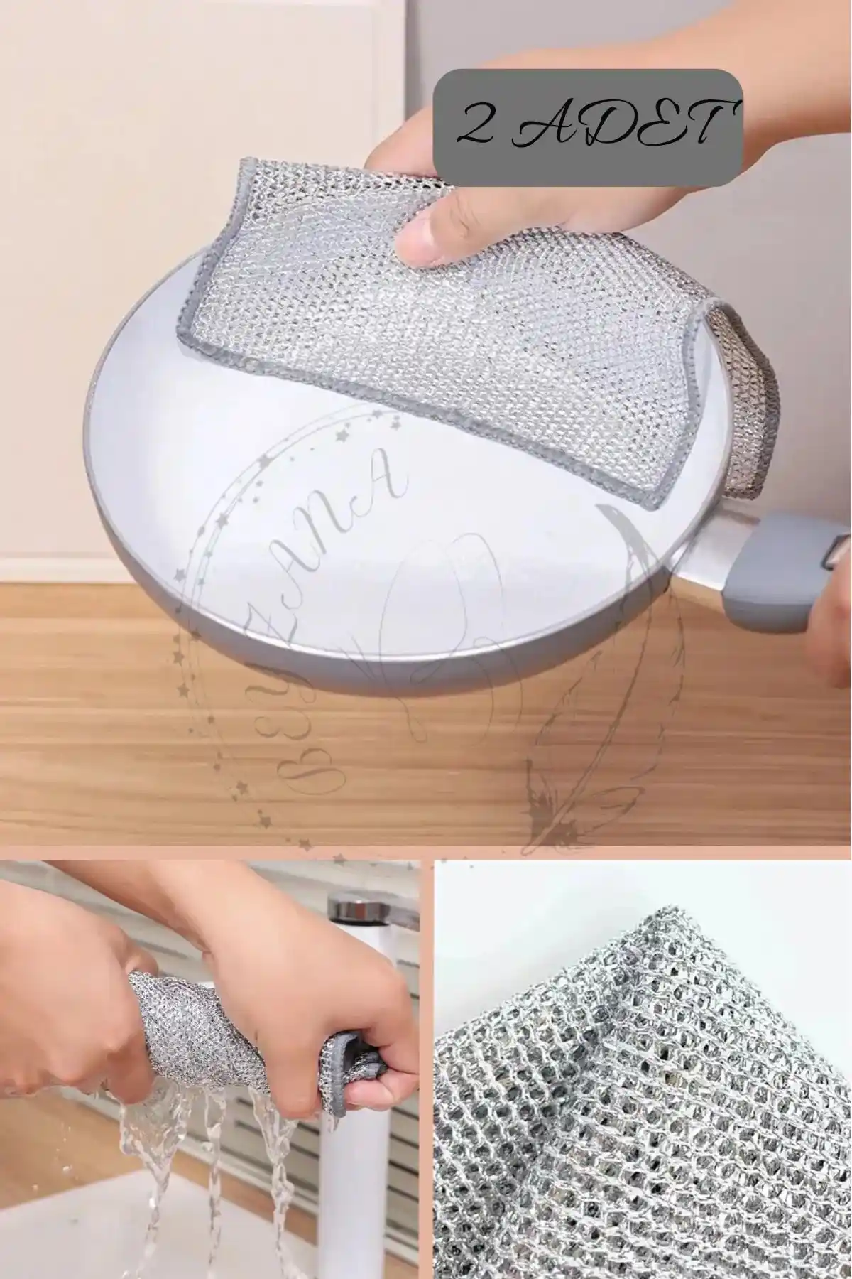 BEYZANA Çok Amaçlı Paslanmaz Telli Temizlik Bezi - Dayanıklı ve Pratik Kullanım