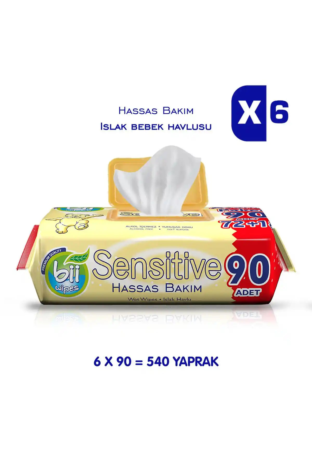 Bii Wipes Sensitive 90'lı Hassas Bakım Islak Bebek Havlusu Güvenilir ve Doğal Temizlik Çözümü