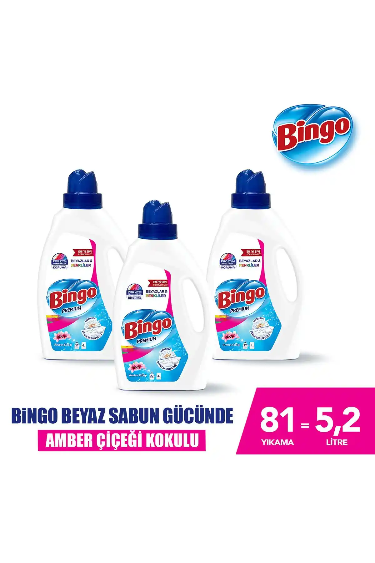 Bingo Amber Çiçeği Sıvı Çamaşır Deterjanı Yüksek Verimlilik ve Hoş Koku Sağlar