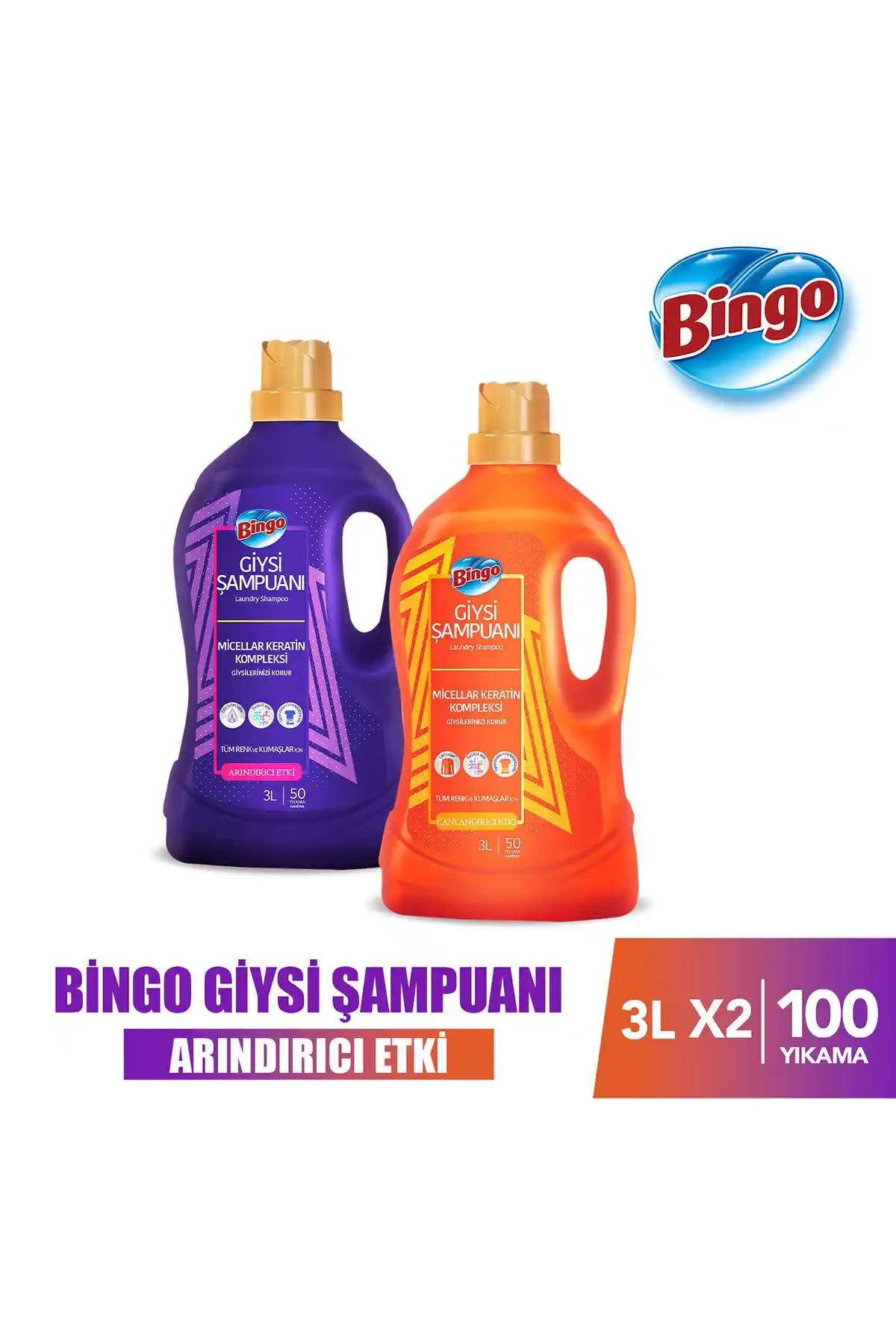 Bingo Giysi Şampuanı Karma Paket 3L 2'li ile Renkli ve Temiz Kıyafetler İçin Yeni Çözüm