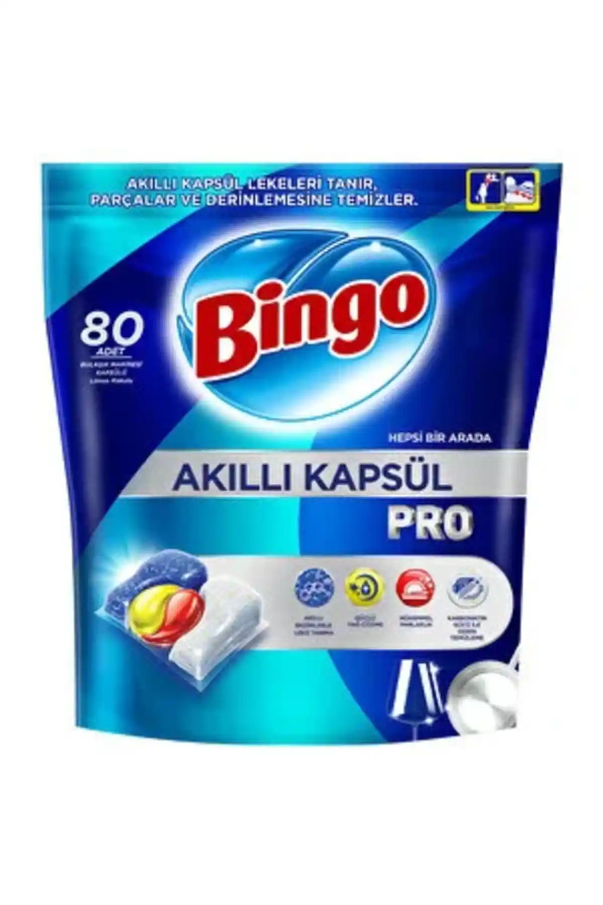 Bingo Pro 80 Kapsül ile Etkili Temizlik ve Parlaklık Sağlayan Bulaşık Makinesi Deterjanı