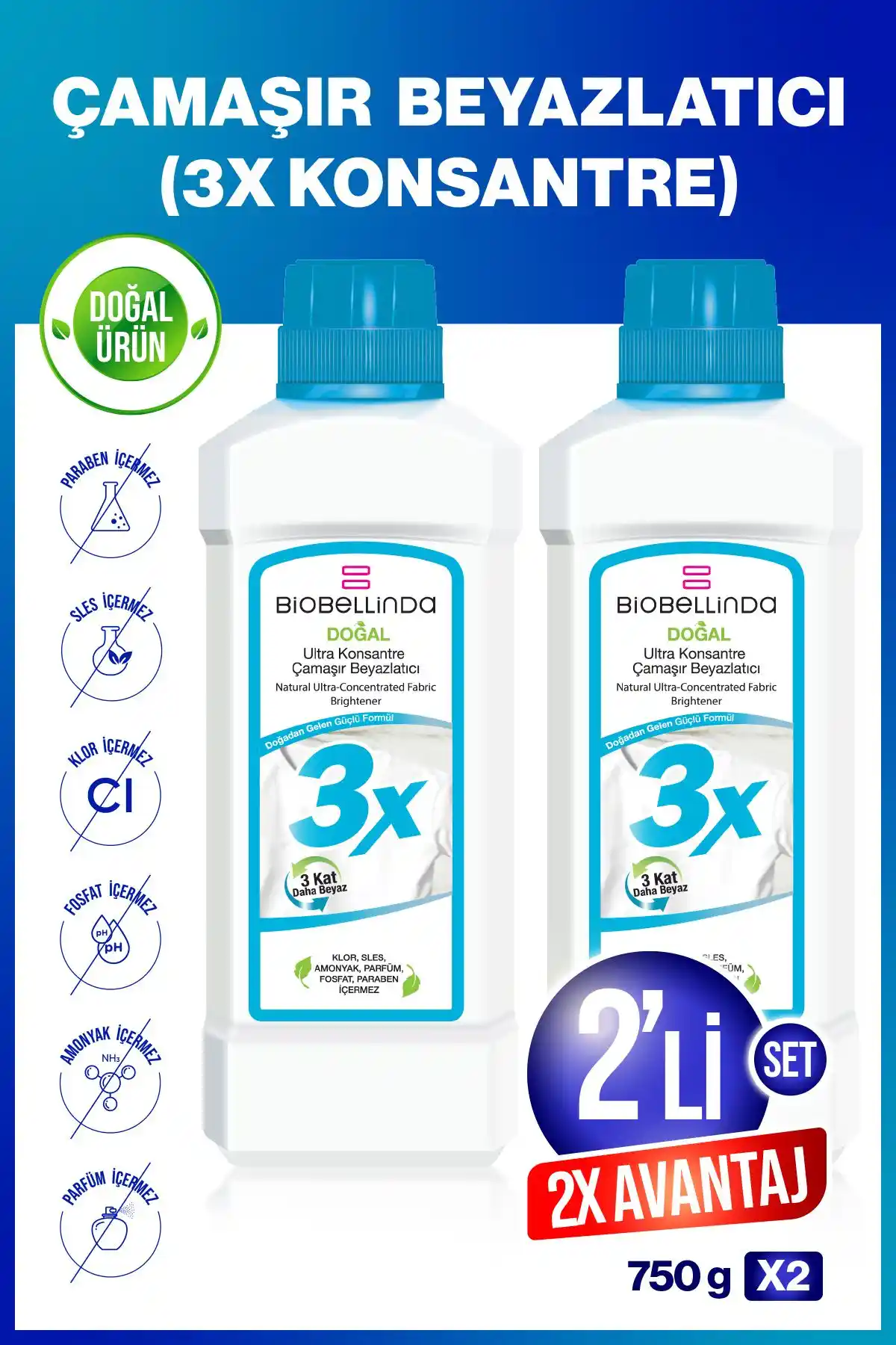 BioBellinda Çamaşır Beyazlatıcı 3x 2'li Set Temizlikte Yeni Bir Dönem Başlatıyor