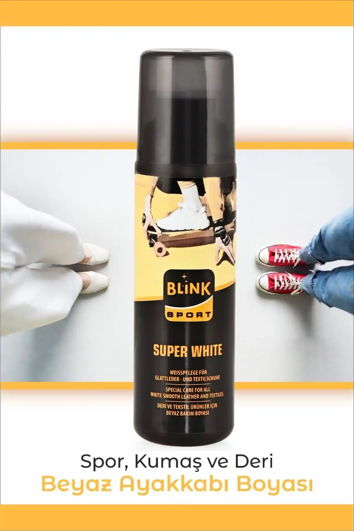 Blinksport Süper White Spor, Deri ve Kumaş Ayakkabı Boyası 75 ml ile Yenileyin