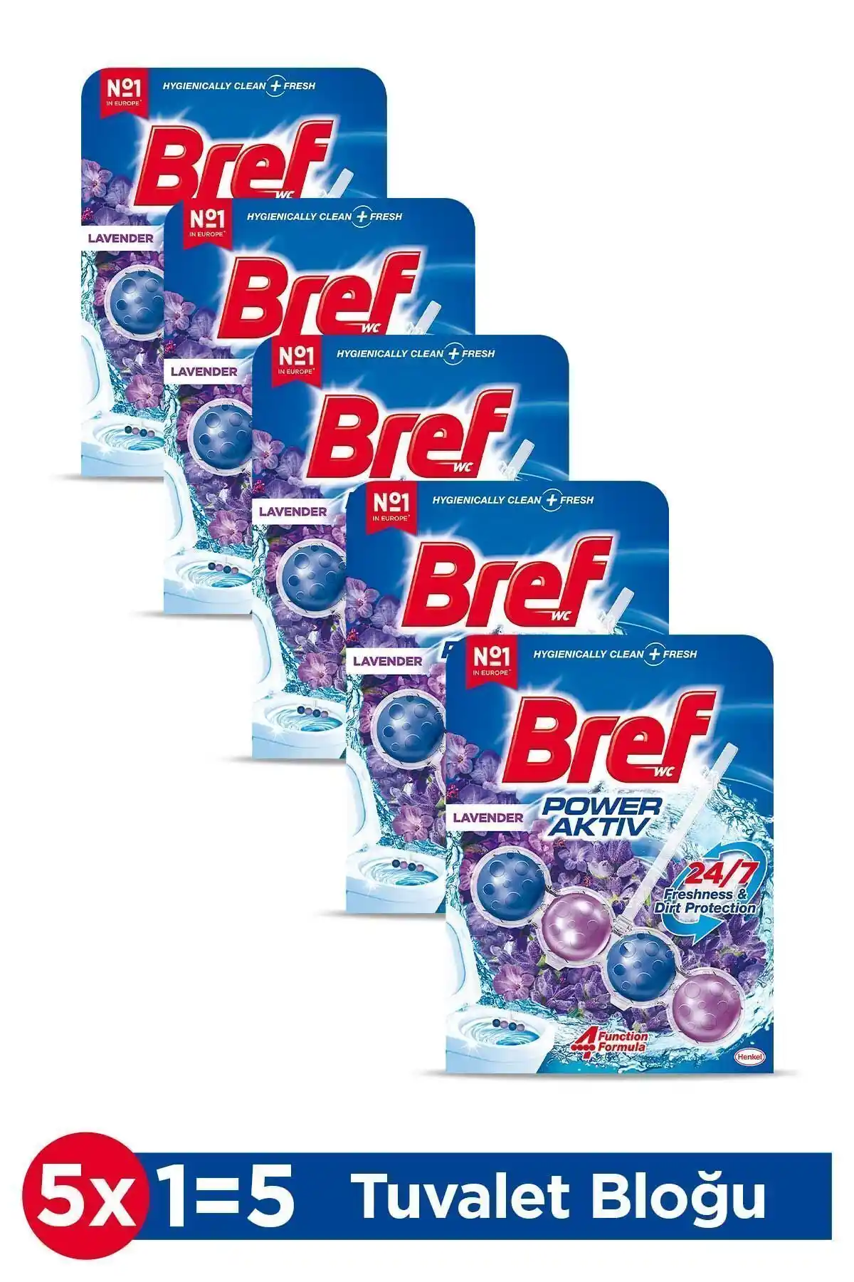 Bref Power Aktiv Katı Tuvalet Bloğu 5'li Lavanta Seti Temizlik ve Ferahlık Sağlar