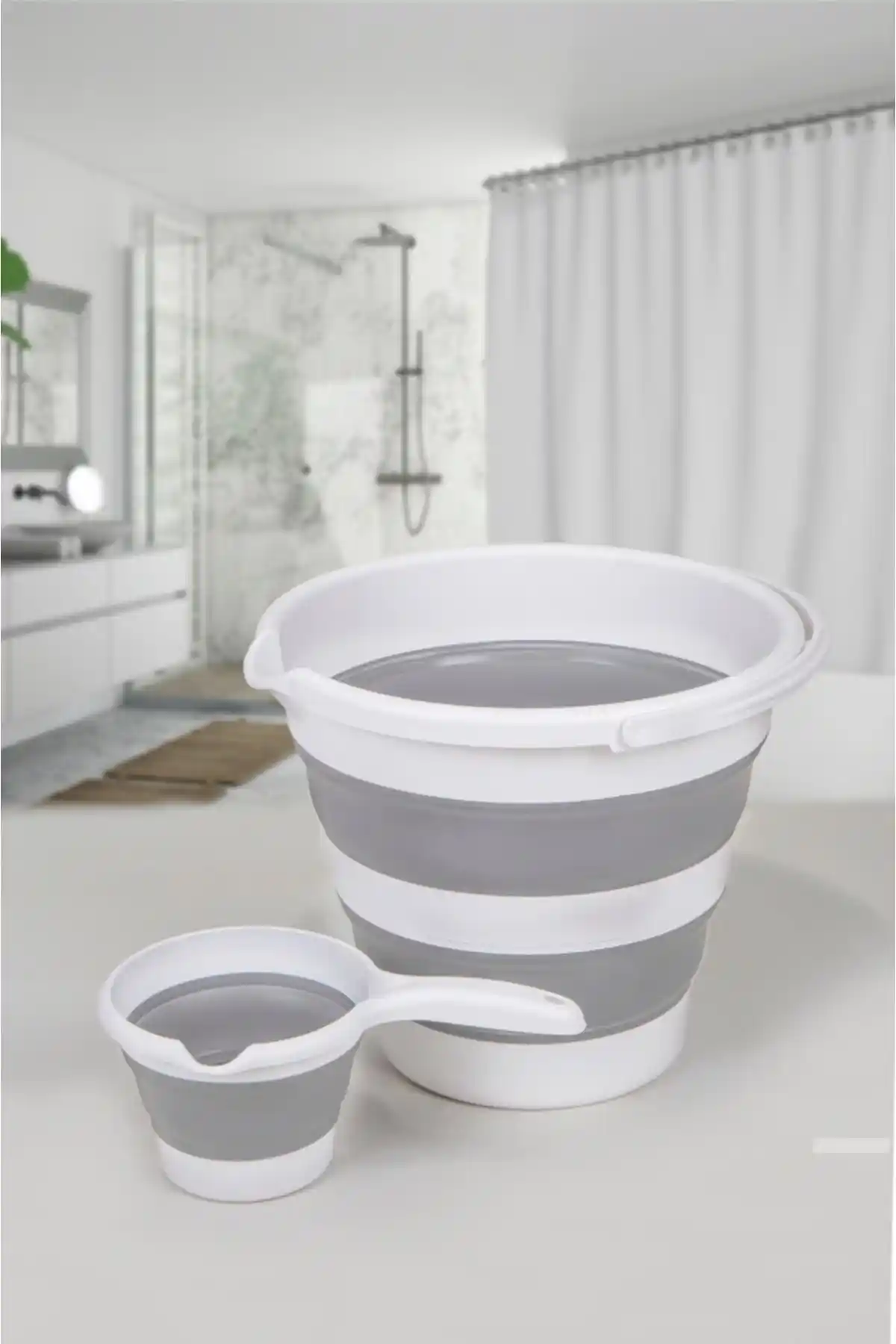 Çavdar Group 2'li Katlanabilir Kova ve Maşrapa Seti Modern ve Pratik Banyo Çözümü