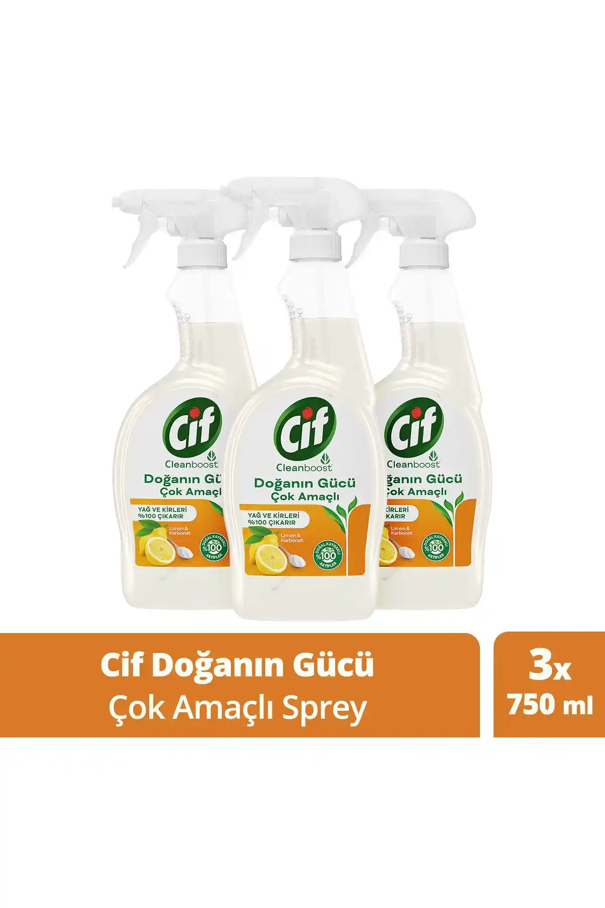 Cif Doğanın Gücü Çok Amaçlı Yüzey Temizleyici Sprey 750 ml doğal ve etkili temizlik sağlayan ürün