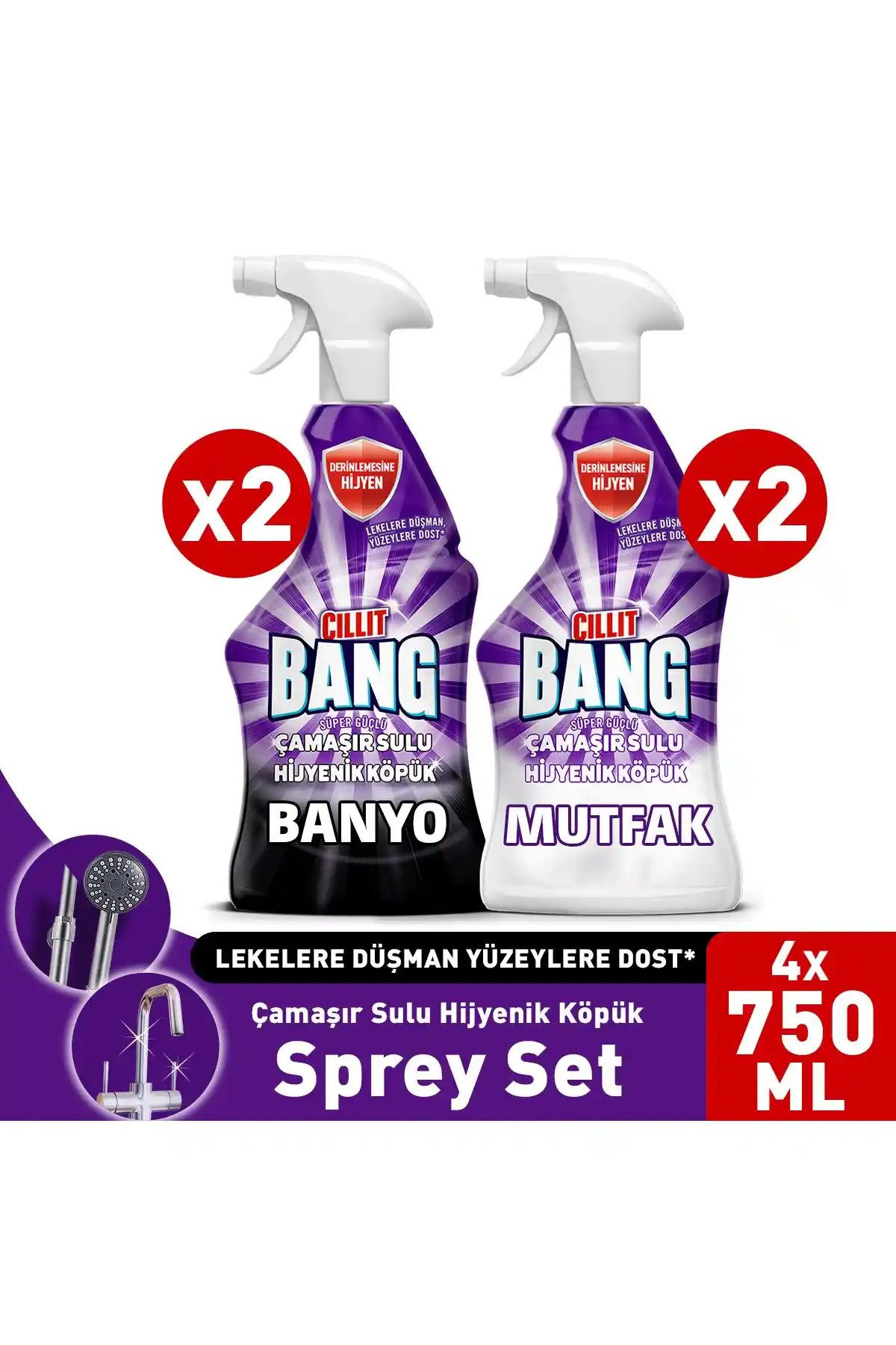 Cillit Bang Dezenfektan Sprey Seti Banyo ve Mutfak Temizliği için Güçlü ve Güvenilir Çözüm