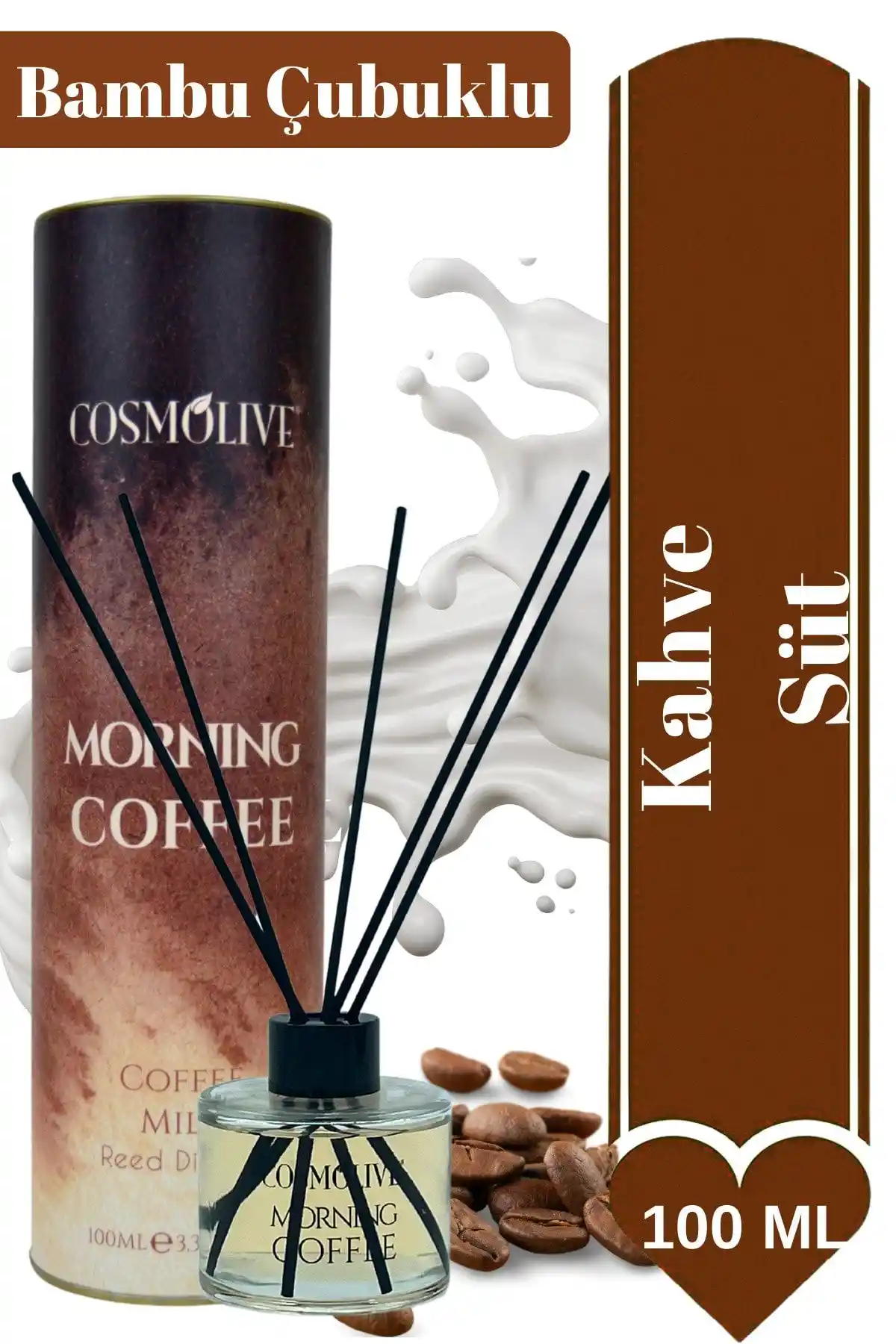 Cosmolive Oda Kokusu Bambu Çubuklar ve Kahve Süt Aromasıyla Ev Dekorasyonunu Yeniler