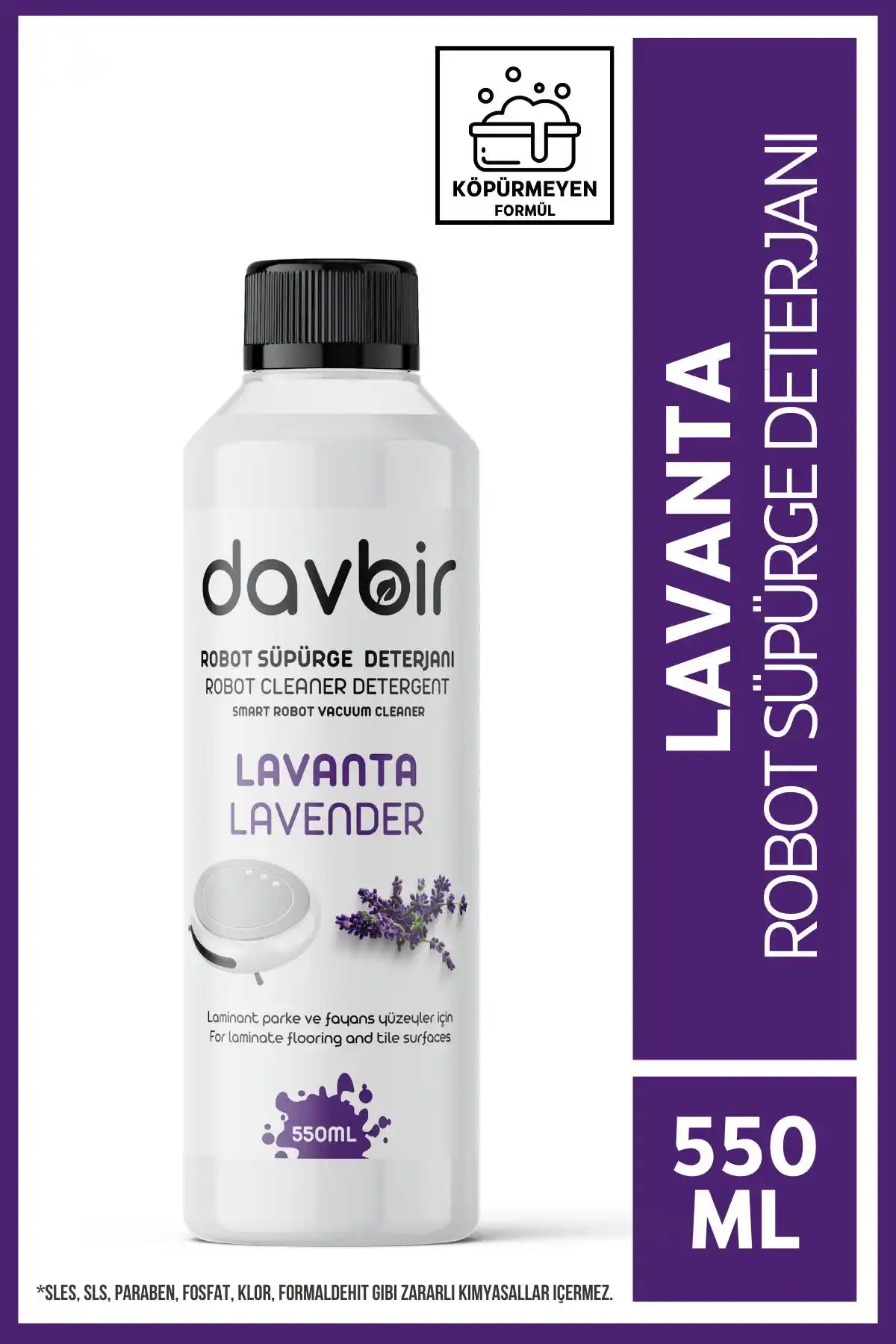 Davbir Lavanta Kokulu Akıllı Robot Süpürge Deterjanı - Doğal ve Etkili Temizlik Çözümü