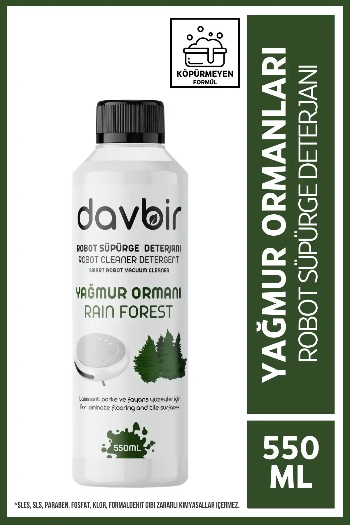 Davbir Yağmur Ormanı Kokulu Akıllı Robot Süpürge Deterjanı: Doğal ve Etkili Temizlik Çözümleri