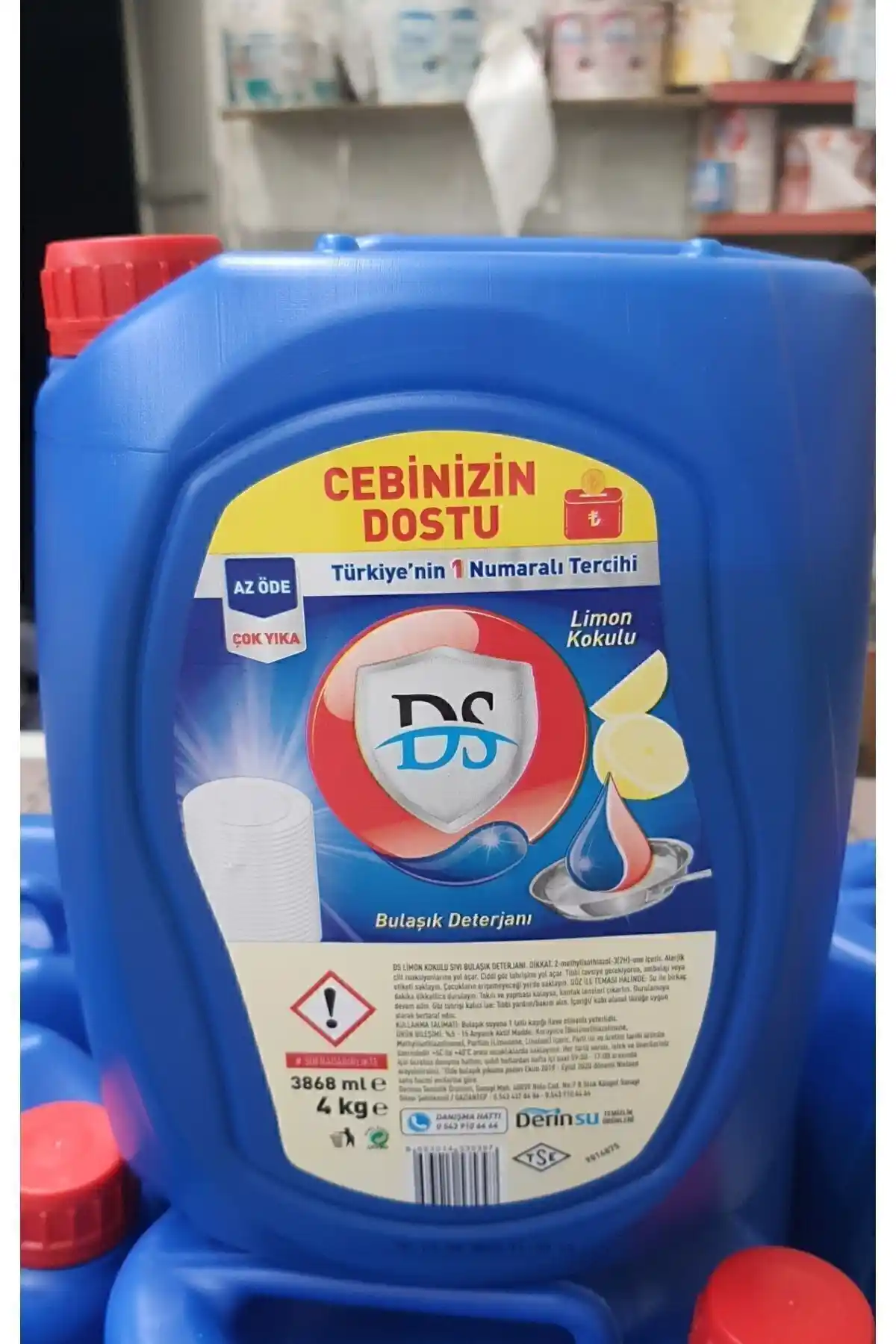 Derinsu Kimya Ds Elde Yıkama Bulaşık Deterjanı 4 Litre Ekonomik ve Güçlü Temizlik Sağlar