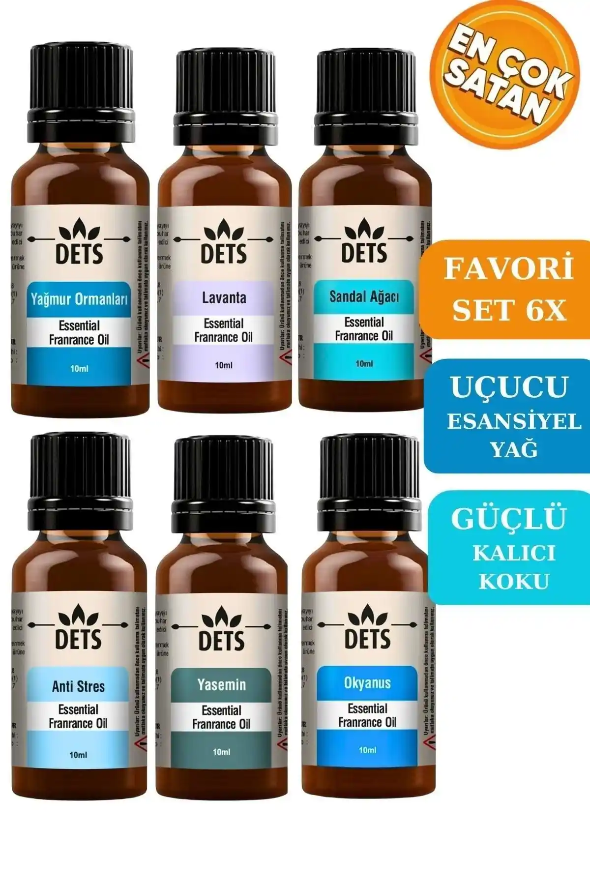 Dets 6'lı Uçucu Yağ Seti ile Doğal Aromaterapi ve Ferah Atmosfer Yaratma