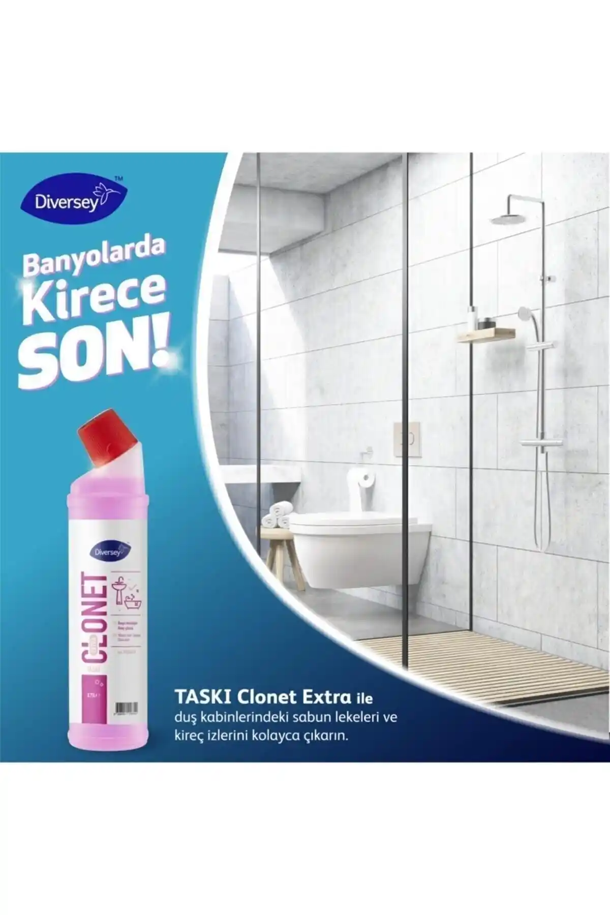 Diversey Taskı Clonet Extra: Güçlü ve Etkili Banyo Temizliği ve Kireç Çözüm Ürünü