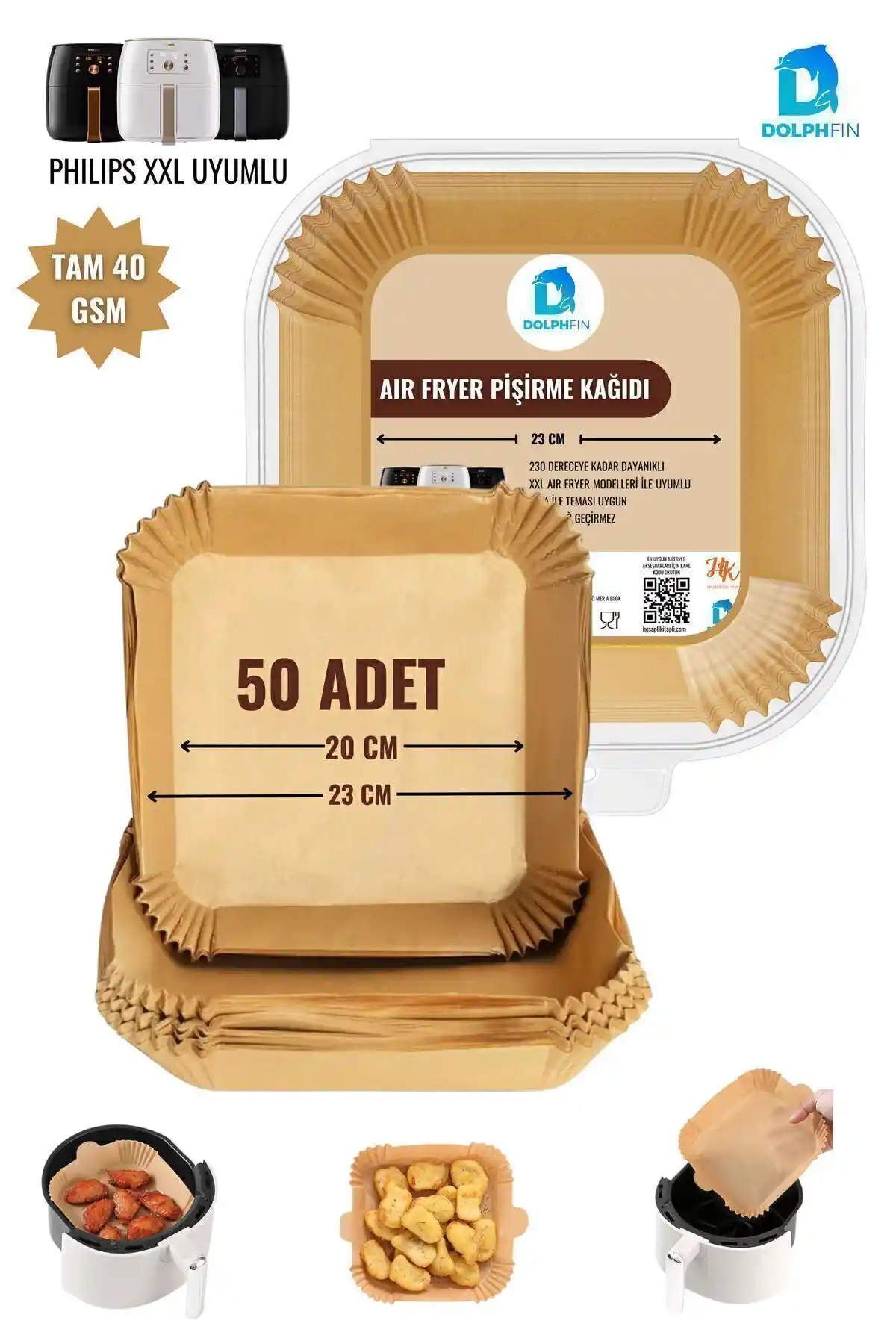 DolphFin Büyük Boy Airfryer Pişirme Kağıdı Sağlıklı ve Pratik Pişirme Çözümleri