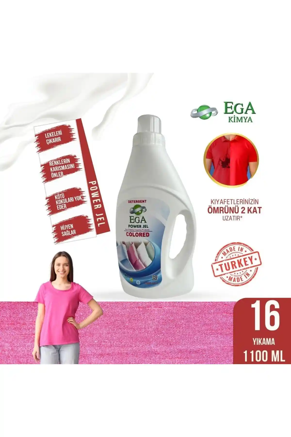 Ega Kimya Power Jel Renkli Sıvı Yıkama Deterjanı: Renkli Çamaşırların Canlılığını Koruyan Etkili Formül