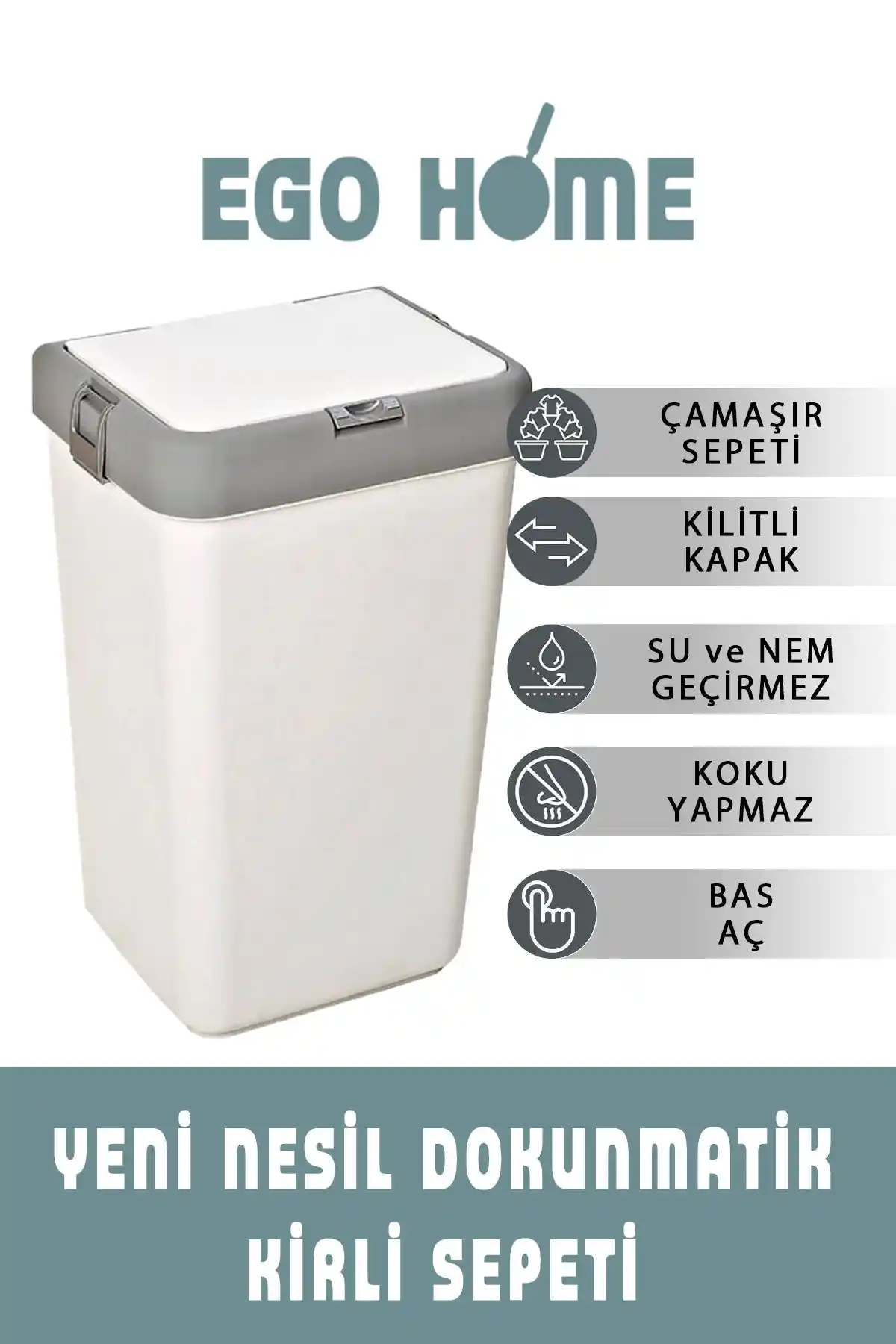 Ego Home Mote Dokunmatik Kapak Çöp Kovası ve Kirli Sepeti Modern ve Pratik Çözüm