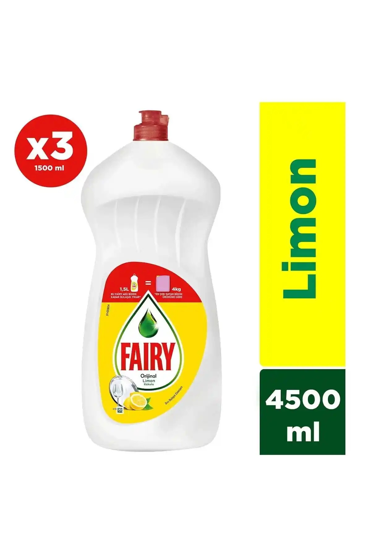 Fairy 3x1500 ml Limon Sıvı Bulaşık Deterjanı: Güçlü Temizlik ve Çevreci Özellikler