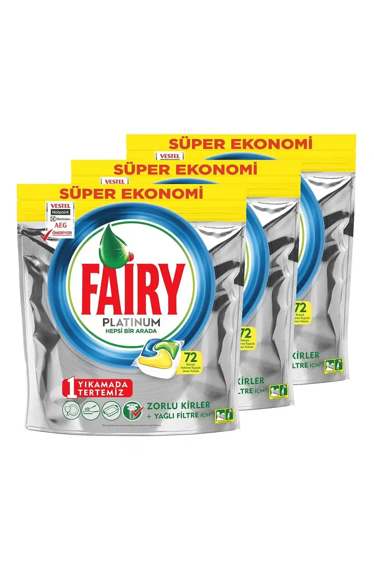 Fairy Platinum Limon Kokulu Bulaşık Makinesi Deterjanı Kapsülü Güçlü ve Pratik Temizlik Çözümü
