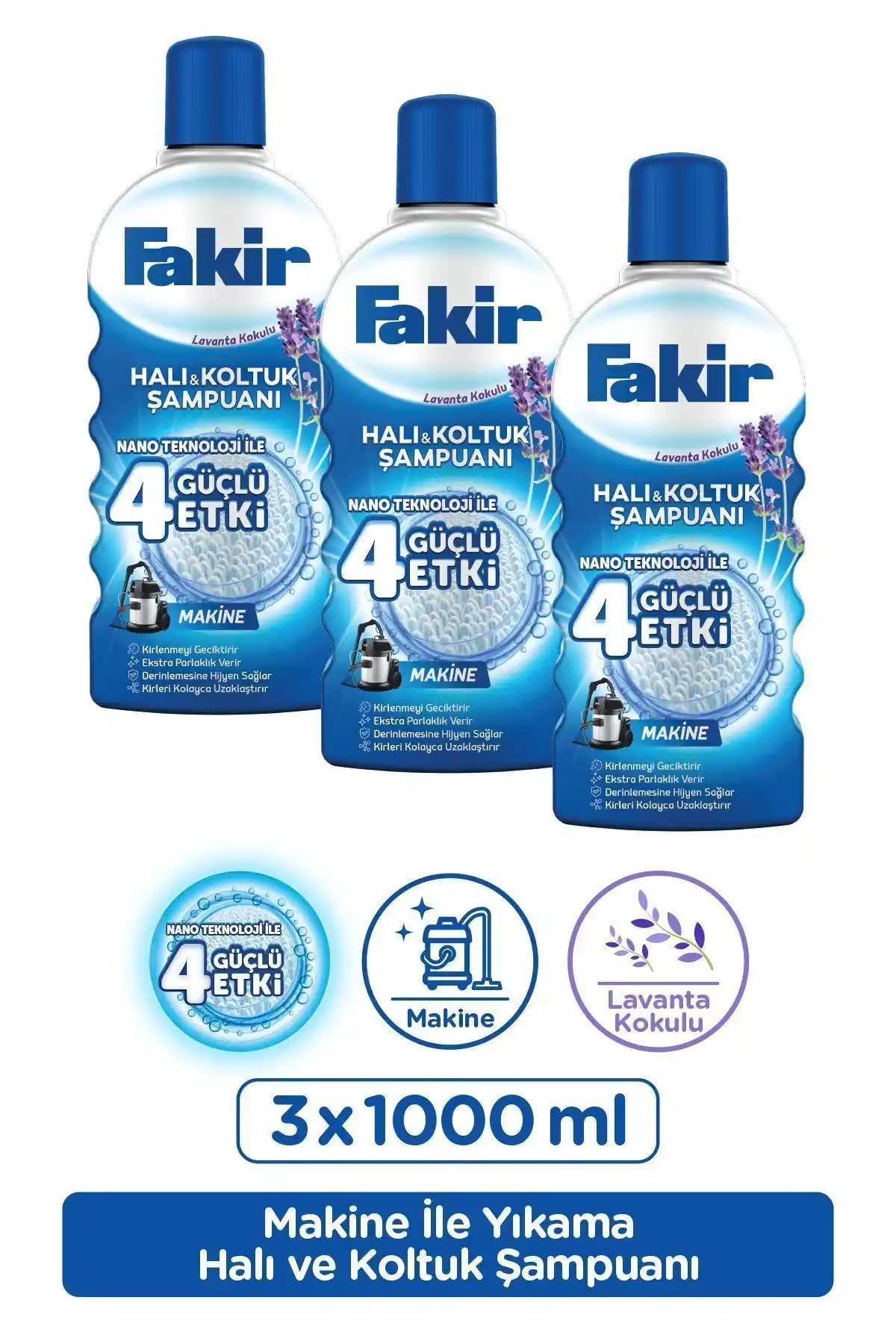 Fakir Lavanta Kokulu Halı ve Koltuk Şampuanı Makinesi X 3 Temizlik ve Ferahlık Sağlar